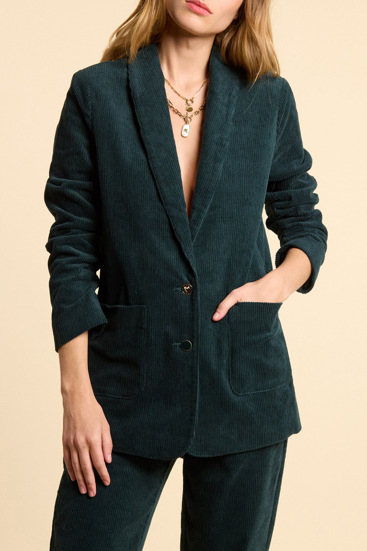 NIGHT GREEN CORDUROY SUIT JACKET by ICODE