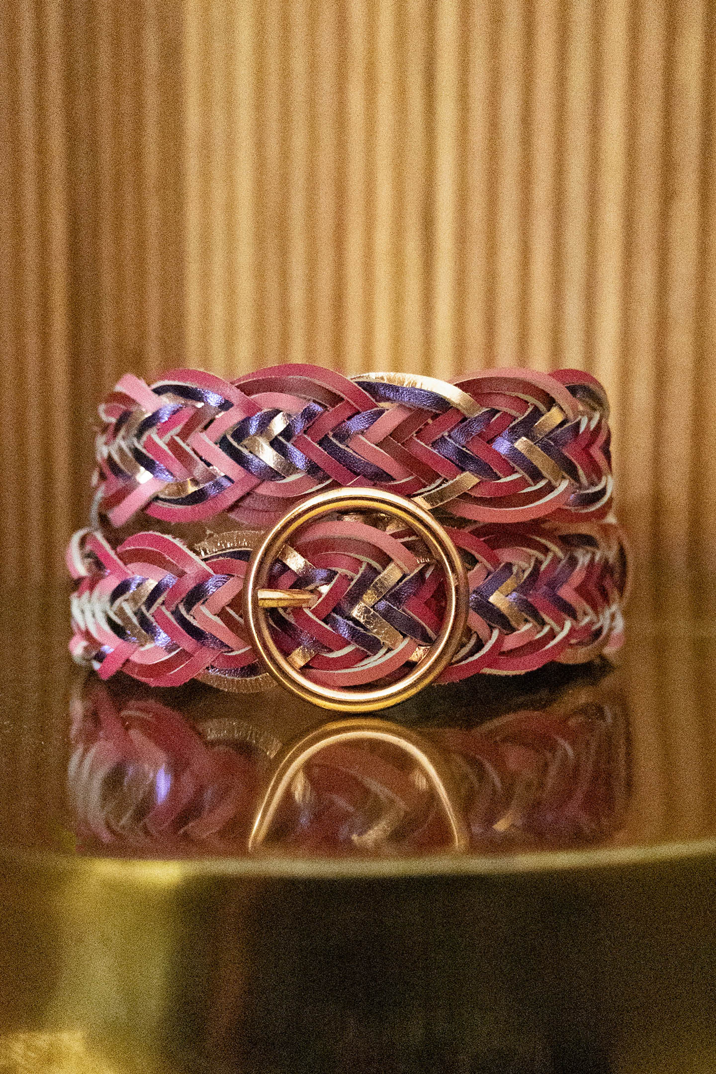 DARK PURPLE BRAIDED LEATHER BELT 5