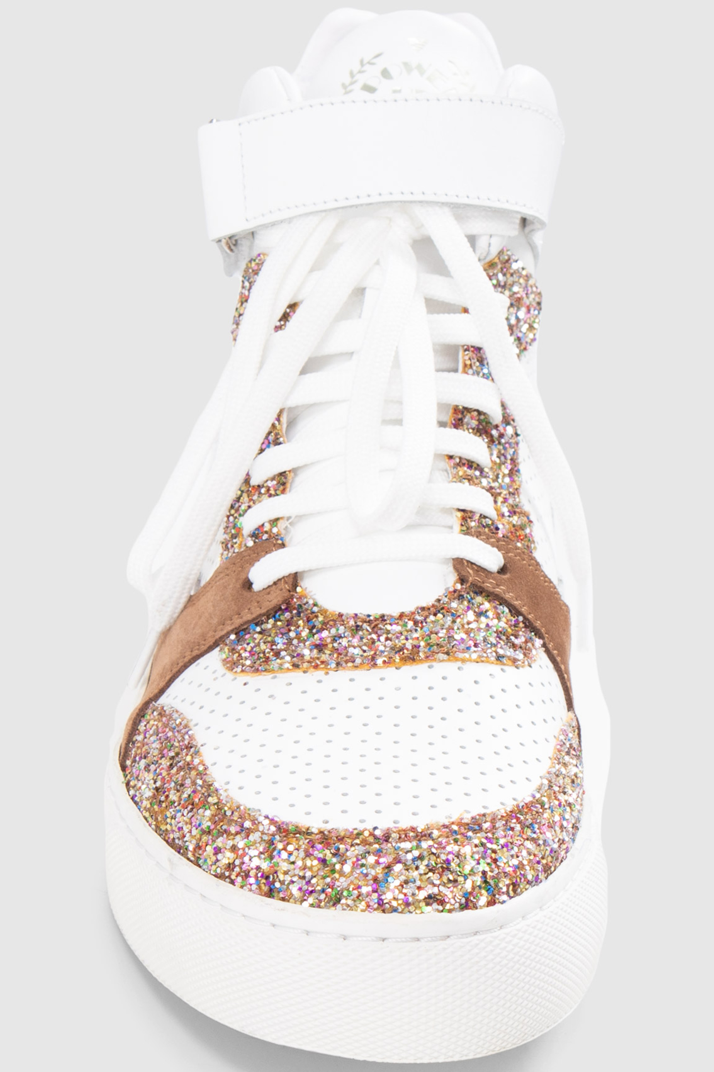 HIGH-TOP BROWN AND WHITE SEQUINED SNEAKERS 4