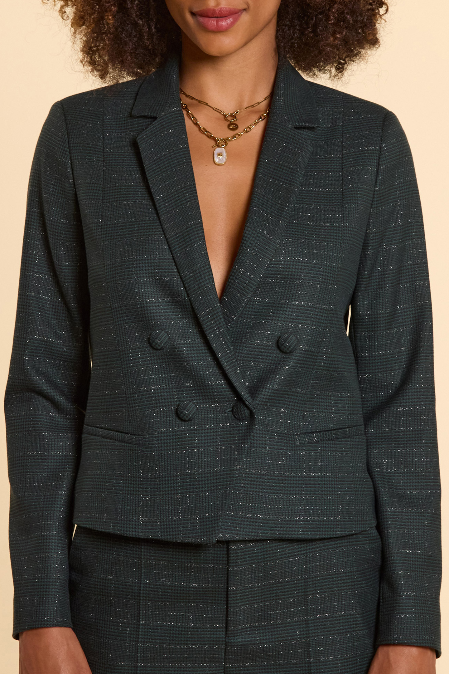 MIDNIGHT GREEN CHECK  SUIT JACKET 1