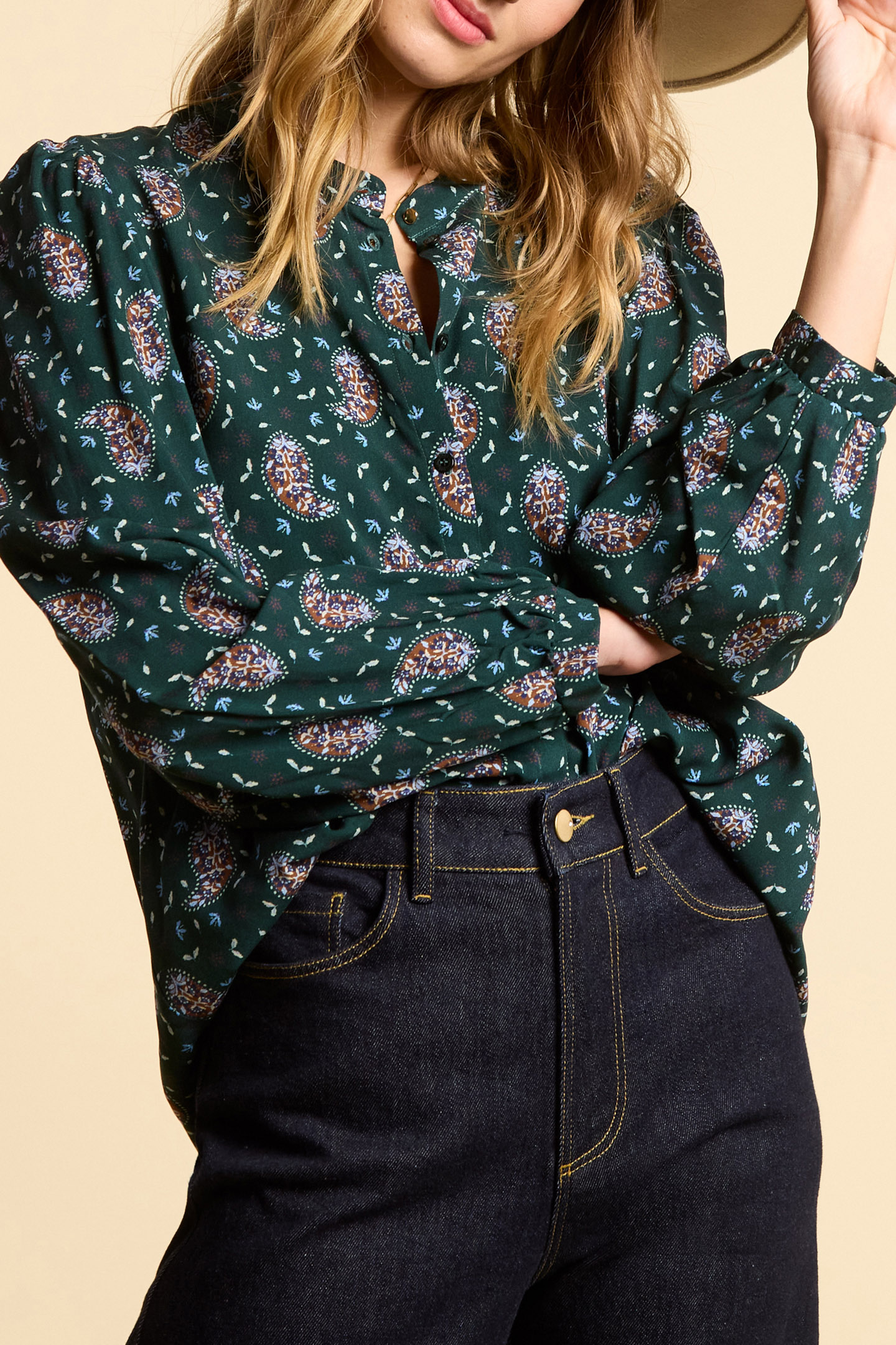 MIDNIGHT GREEN PAISLEY BLOUSE 5