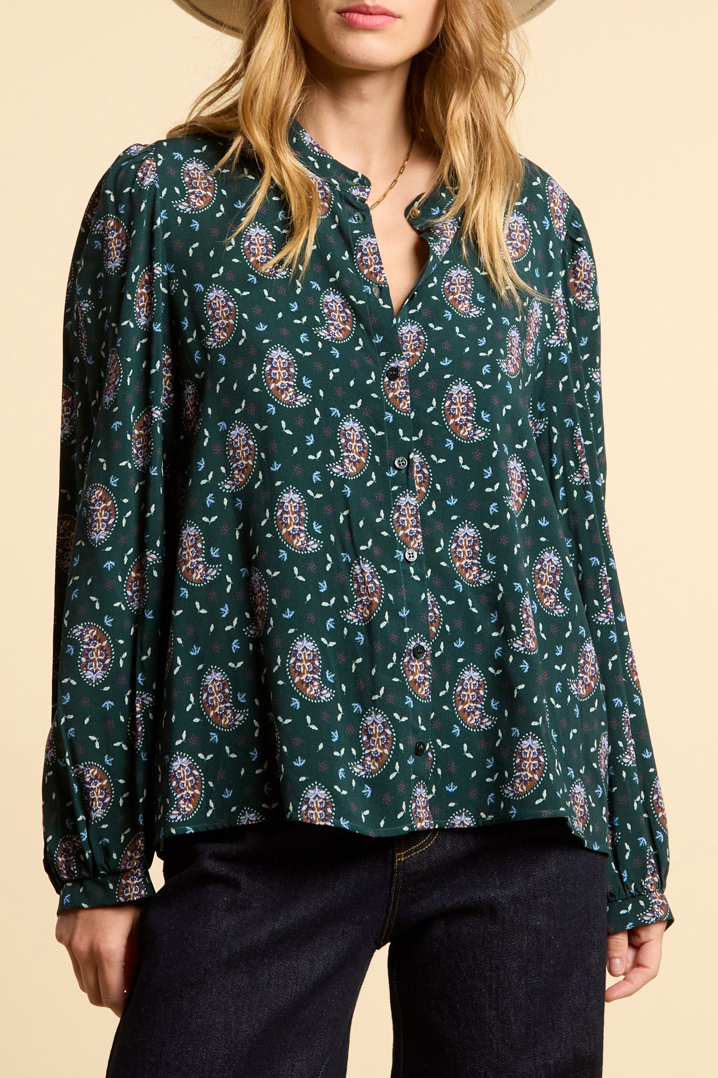 MIDNIGHT GREEN PAISLEY BLOUSE by ICODE