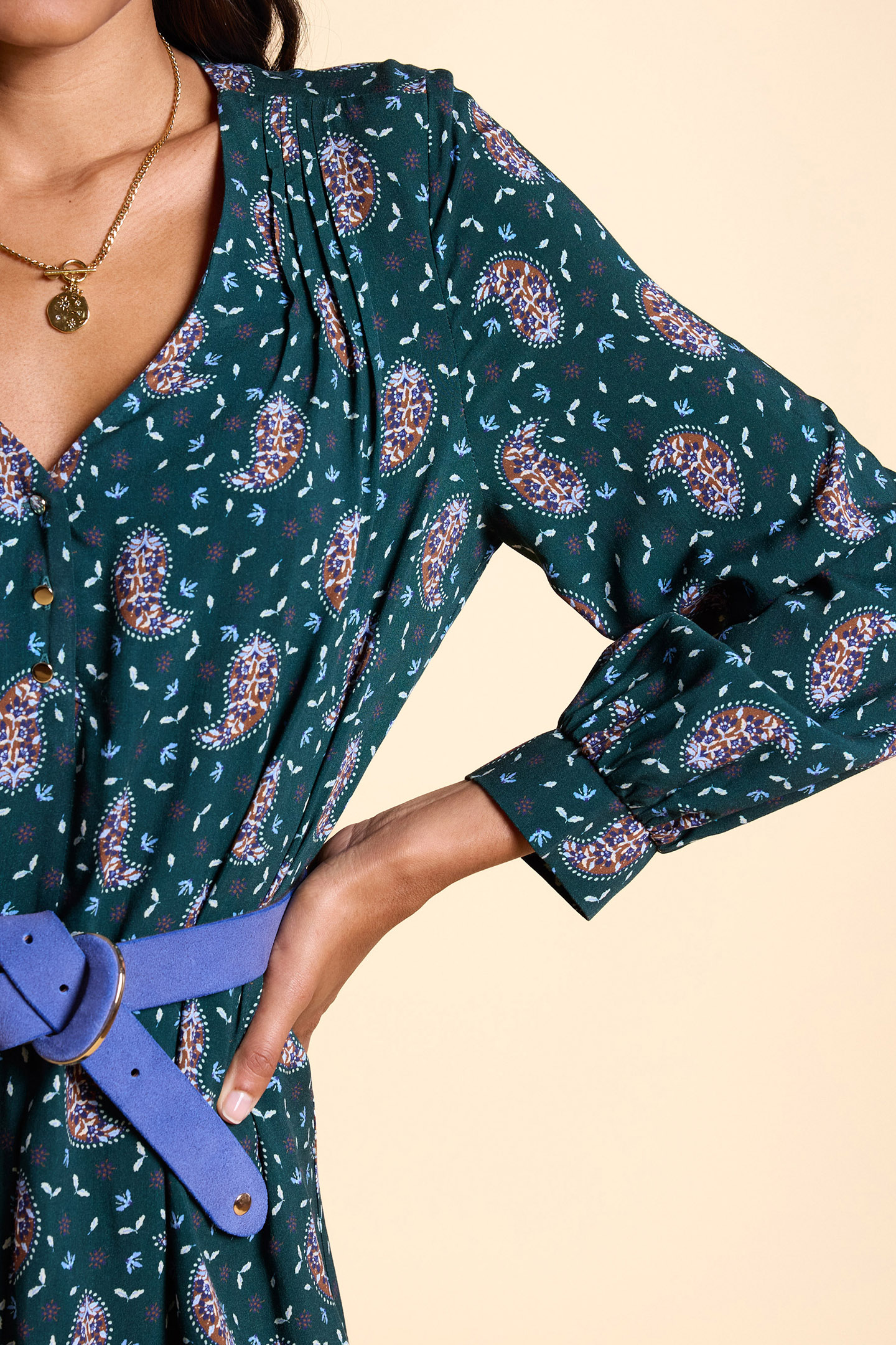 PAISLEY PRINT MIDNIGHT GREEN DRESS 6