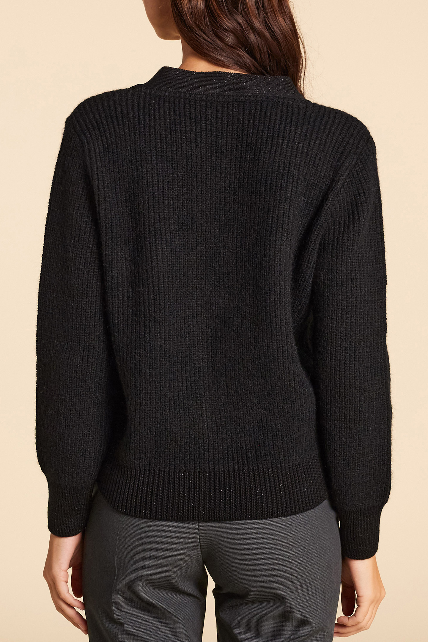 BLACK CARDIGAN KNIT FALSE CHEST POCKETS 2