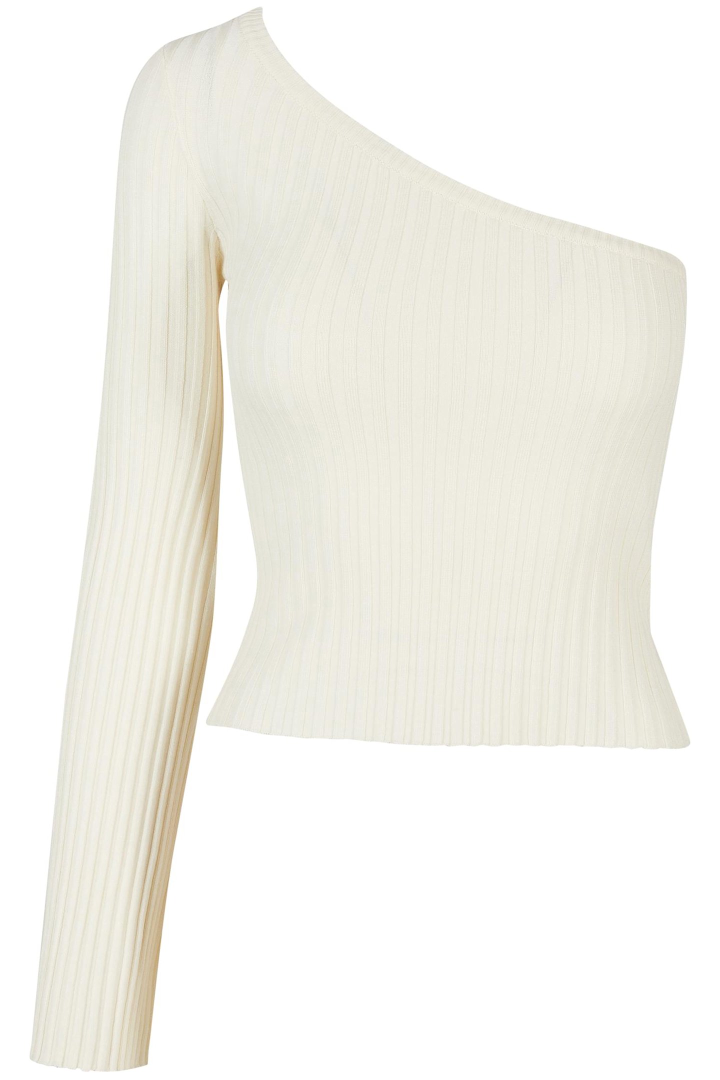 LADIES SHORT RIB KNIT ONE SLEEVE SWEATER WHITESAND by Urban Classics