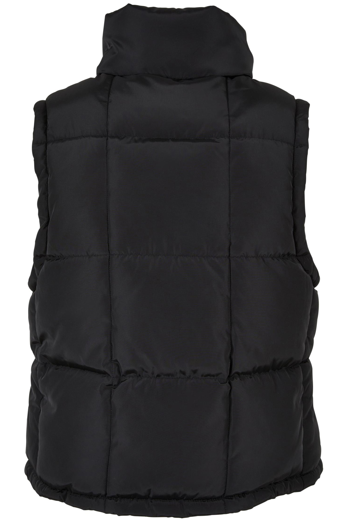 LADIES REVERSIBLE CROPPED PUFFER VEST BLACK/FROZENYELLOW 2