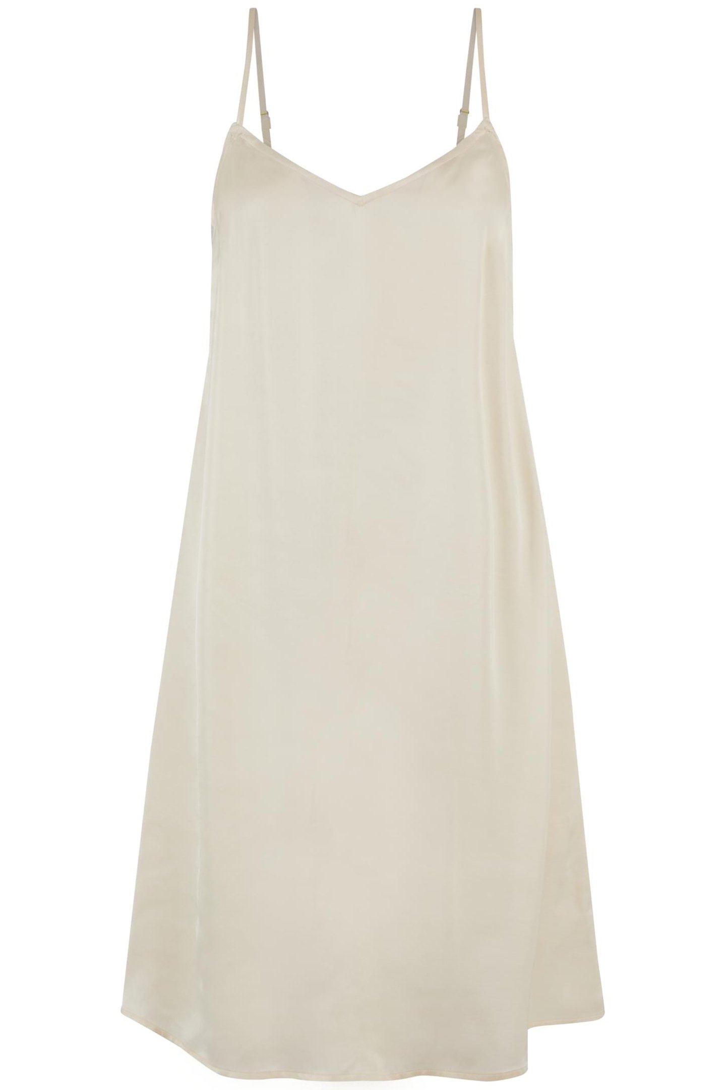 LADIES VISCOSE SATIN SLIP DRESS WHITESAND 1
