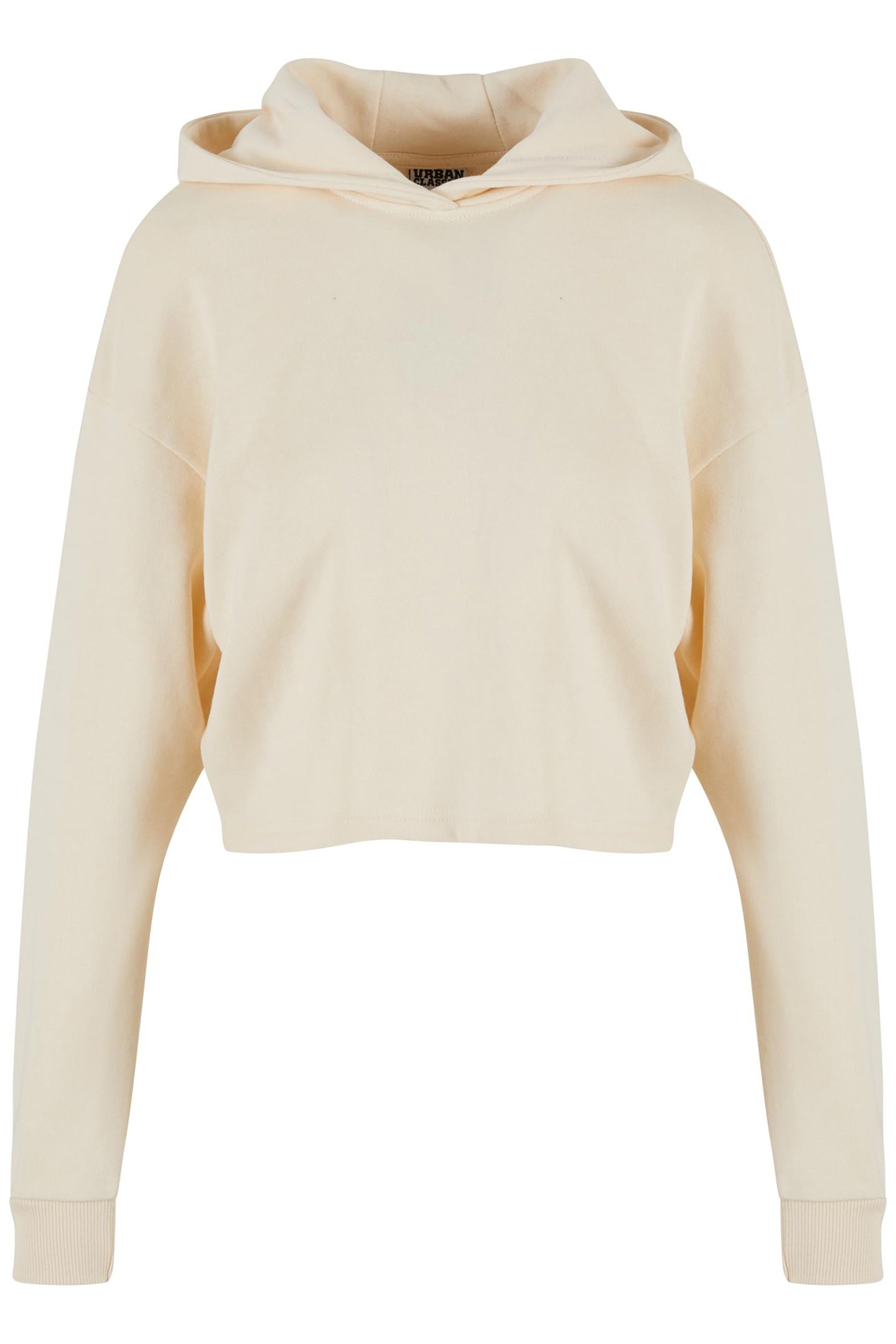 LADIES OVERSIZED CROPPED LIGHT TERRY HOODIE WHITESAND 1