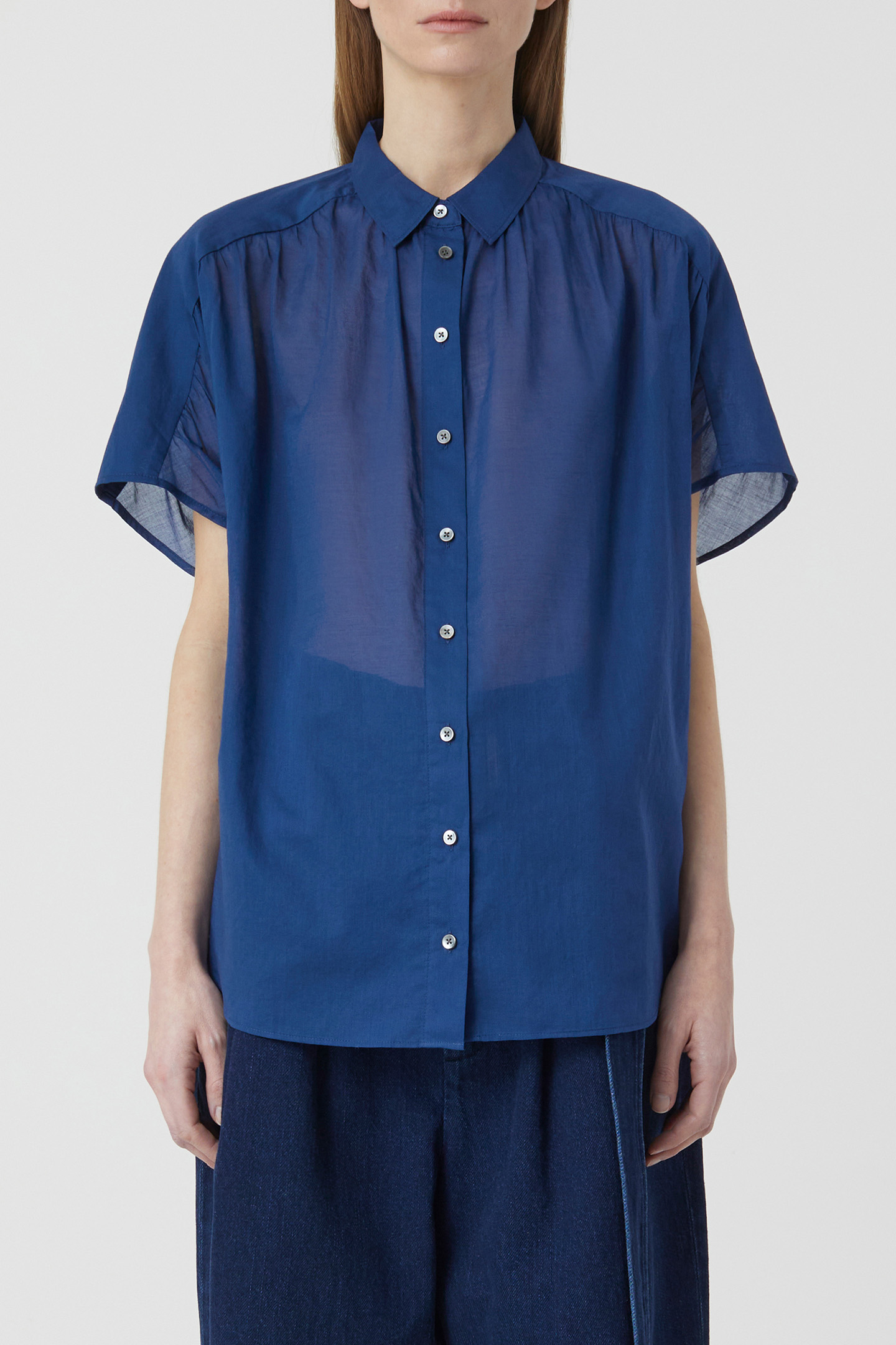 GATHERED SHIRT SHIRTS & BLOUSES INDIGO BLUE 1