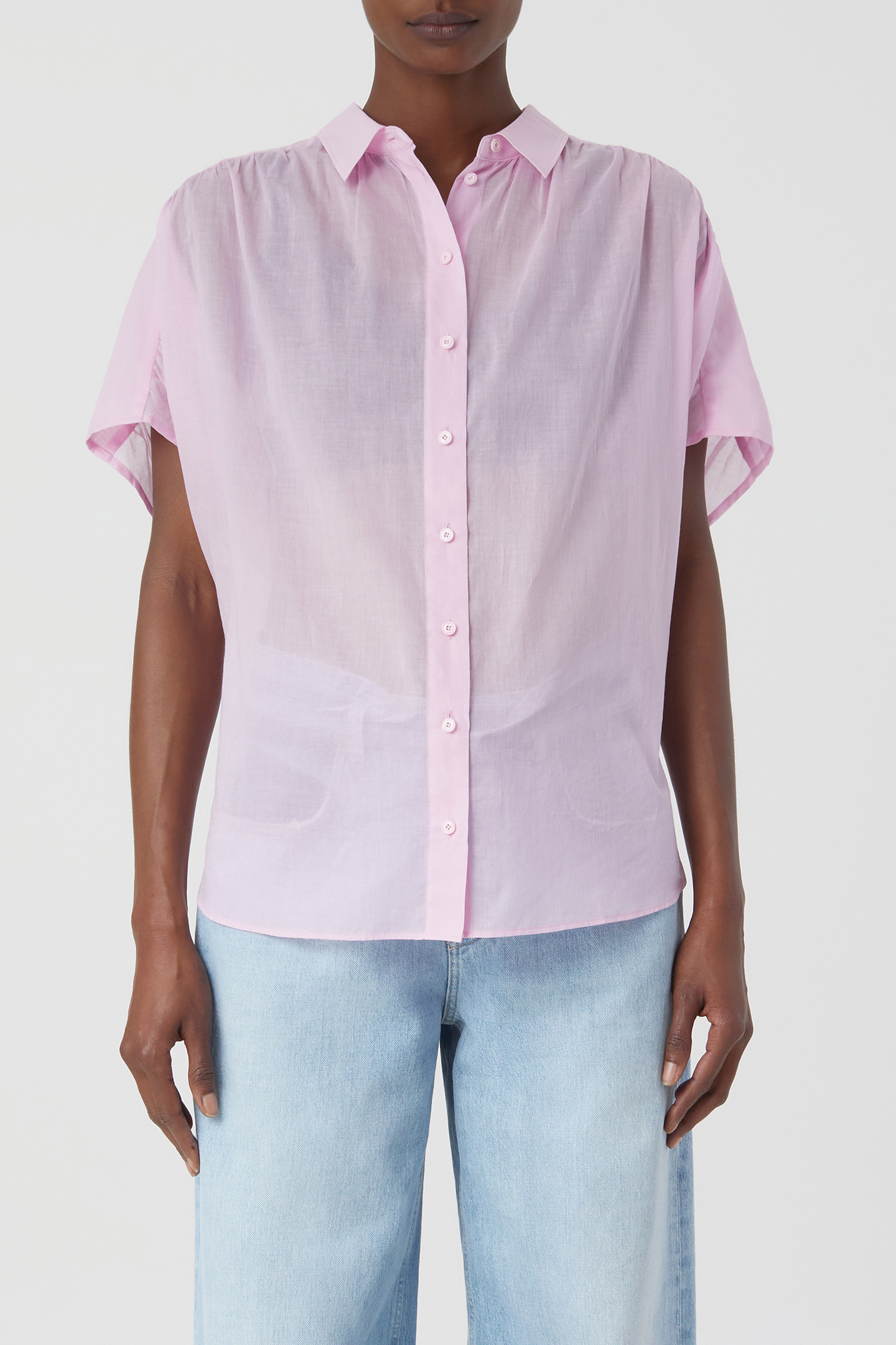 GATHERED SHIRT SHIRTS & BLOUSES DAHLIA PINK 1