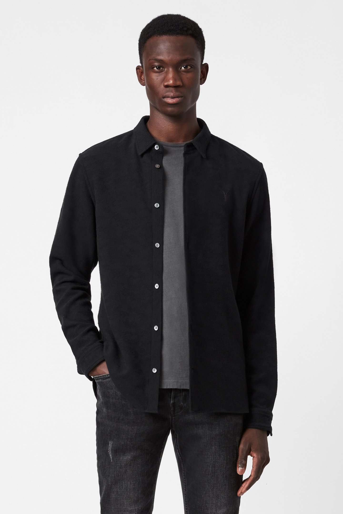 MARTIAL LS SHIRT JET BLACK by AllSaints