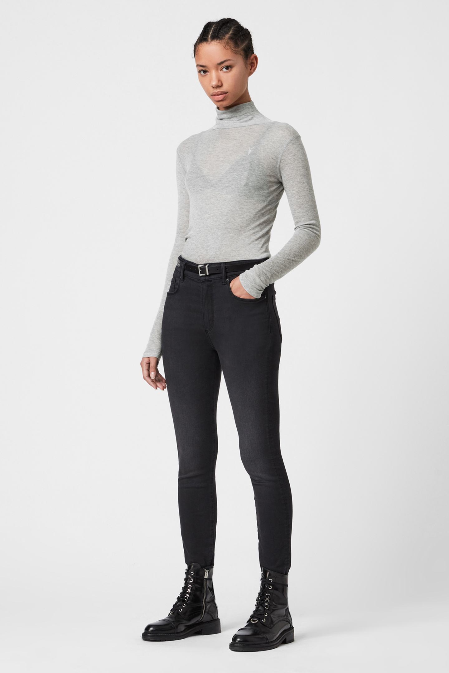 FRANCESCO ROLL NECK GREY MARL 2
