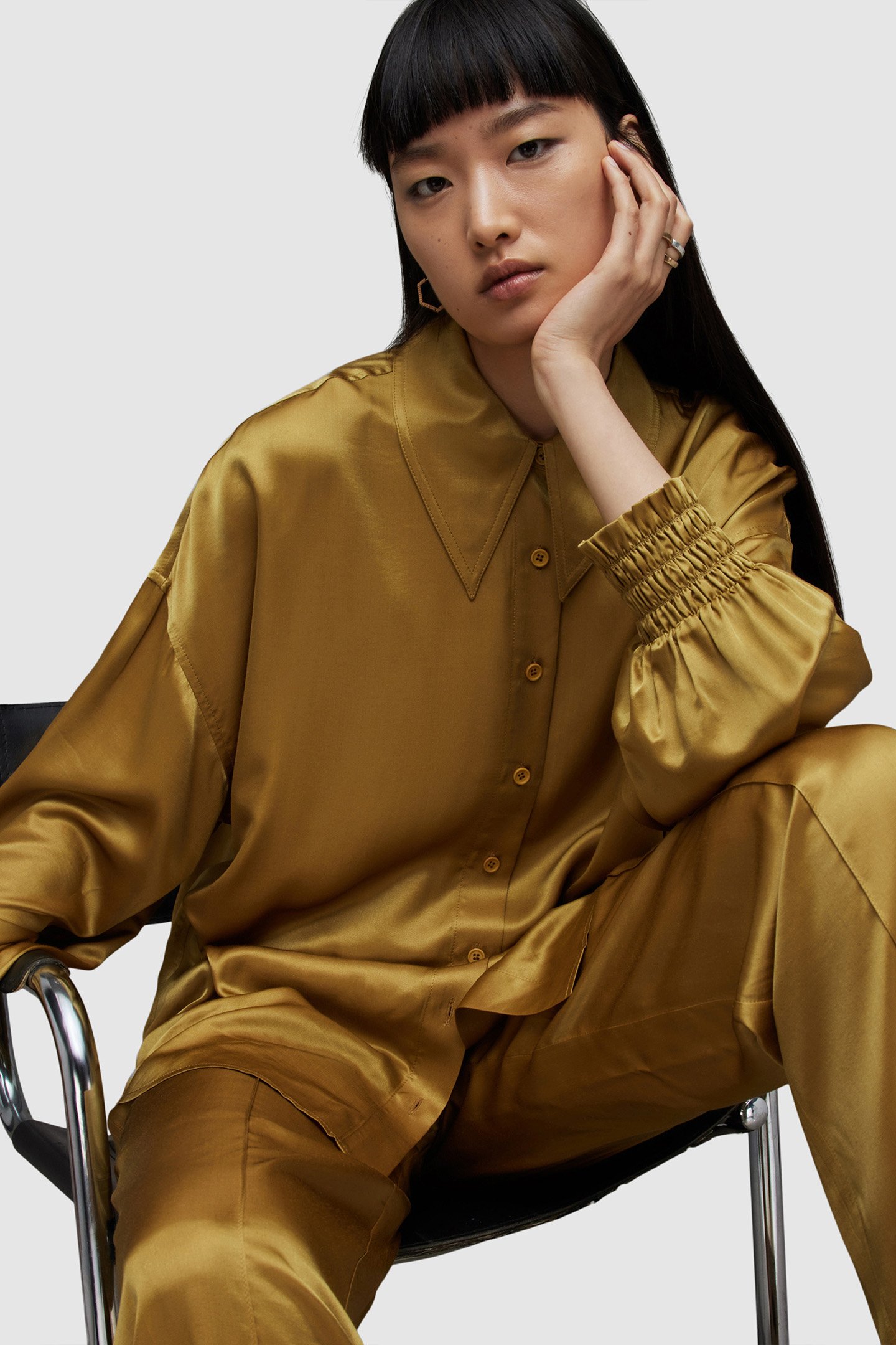 CHARLI SHIRT ECRU OLIVE GREEN 7