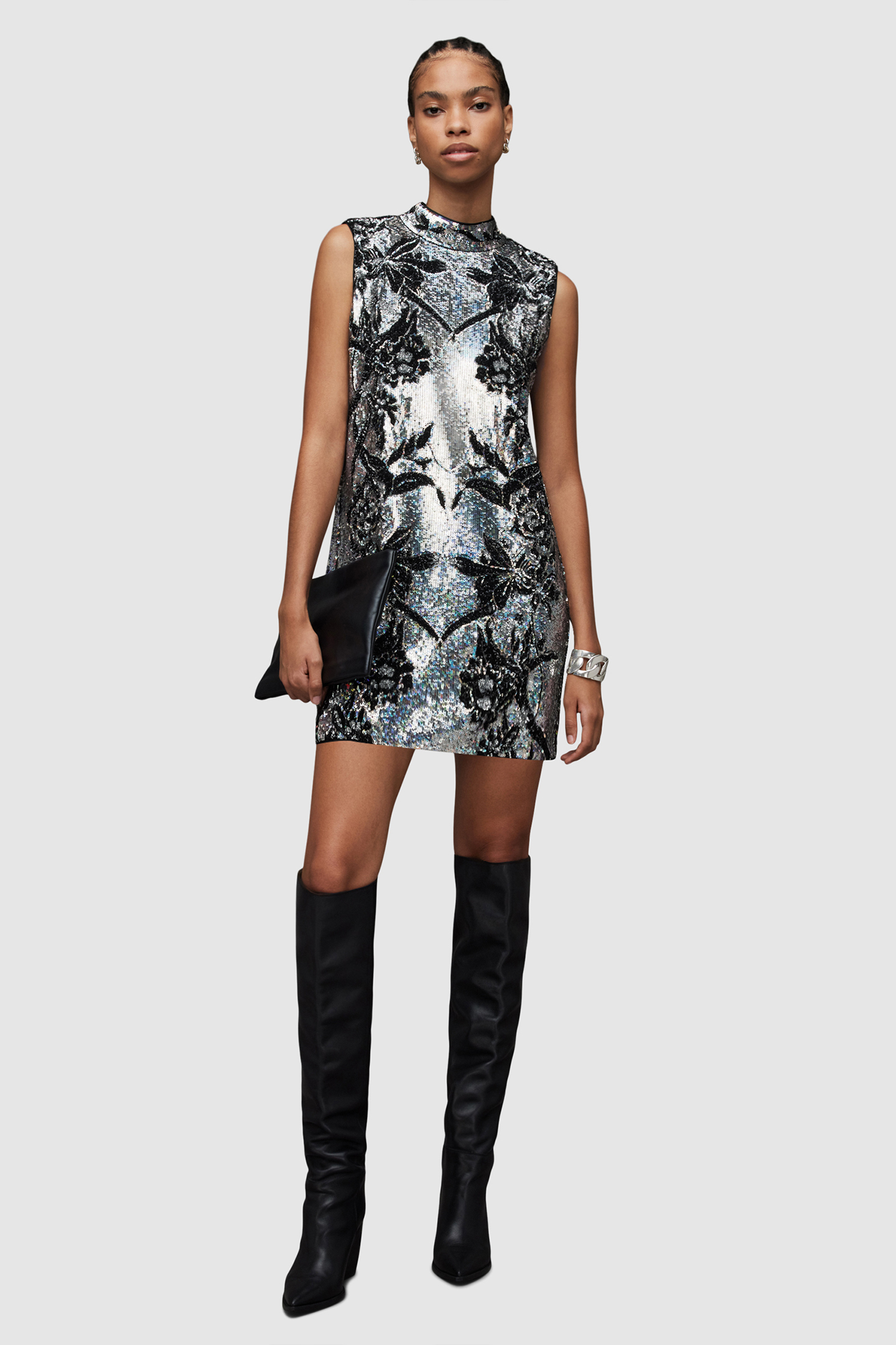 HARPER EMB MINI DRES SILVER 6