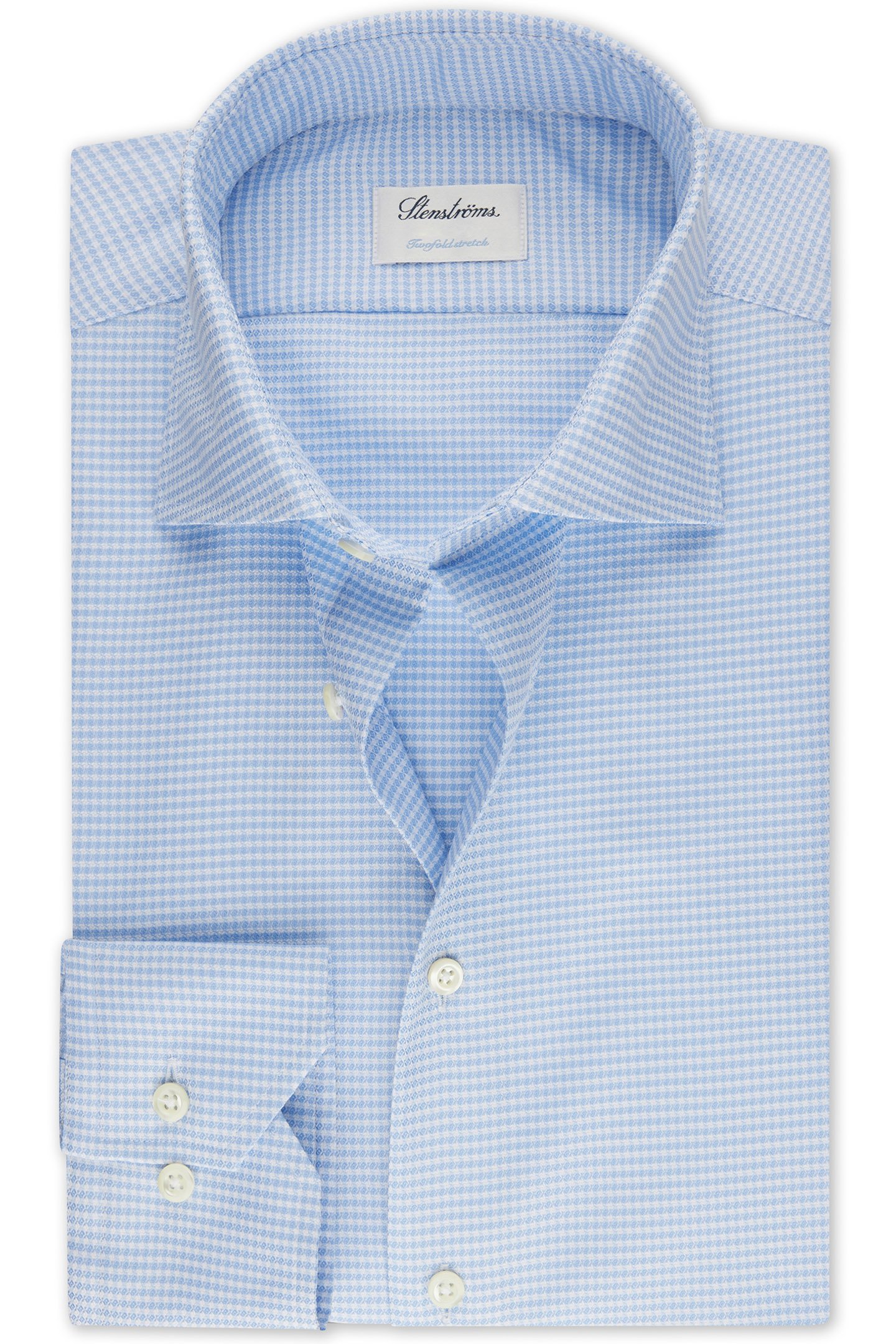 FITTED BODY, C75 RM CUFF LIGHT BLUE CHECK by Stenströms