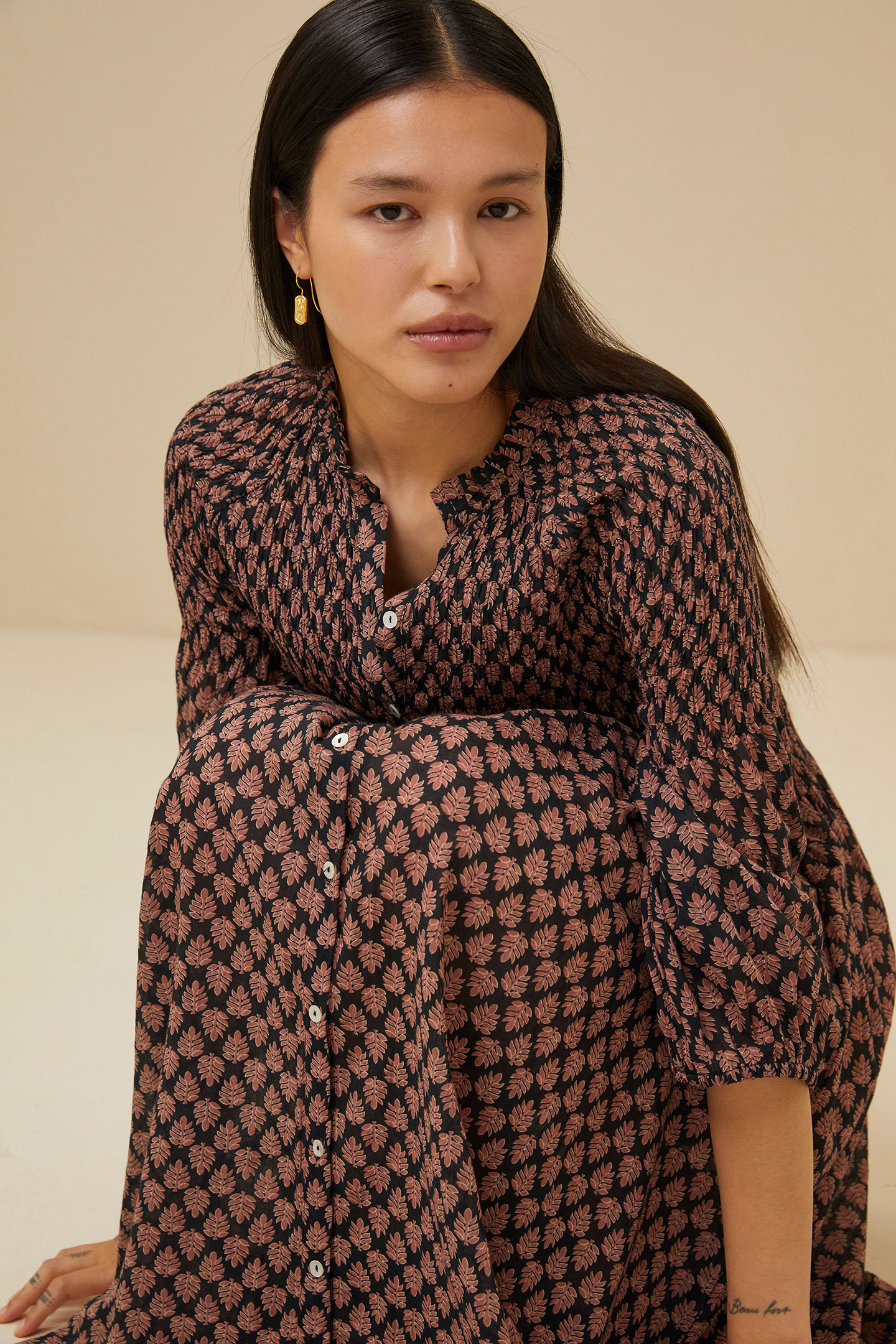 LOULOU LEAF DRESS LEAF PRINT 5