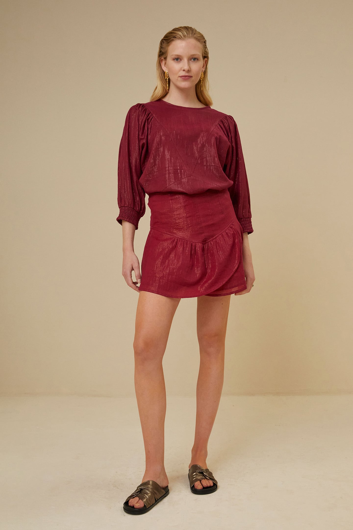 BELLE METALLIC SKIRT GRENACHE 1