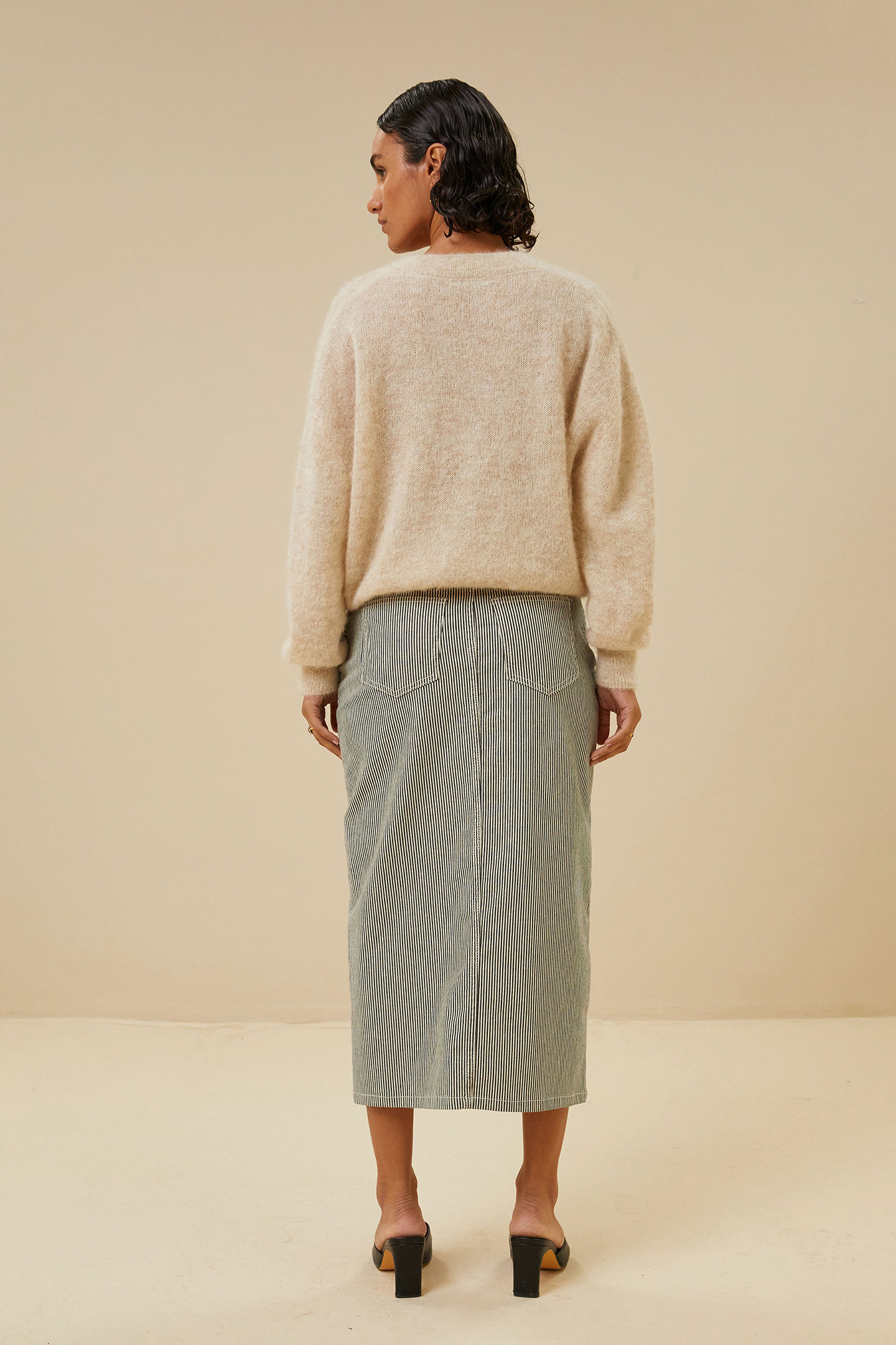 ELBA STRIPE SKIRT JET BLACK 2