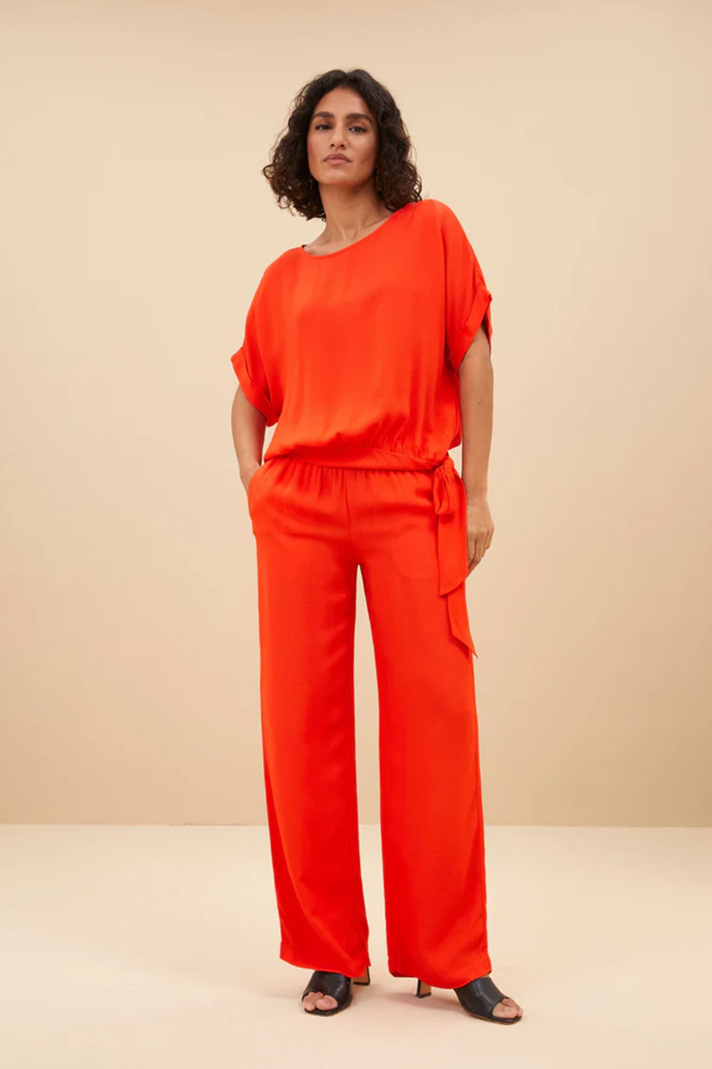 ROBYN SATIN STRIPE PANT BRIGHT POPPY by BY-BAR