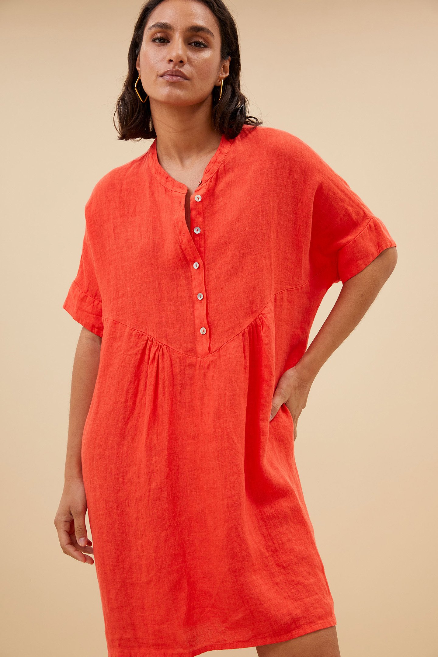 TAIS LINEN DRESS POPPY RED 6