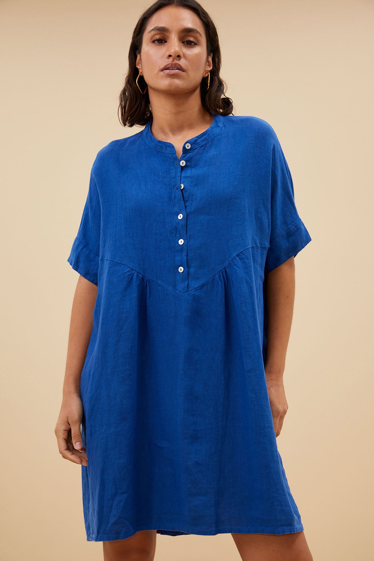 TAIS LINEN DRESS KINGSBLUE by BY-BAR
