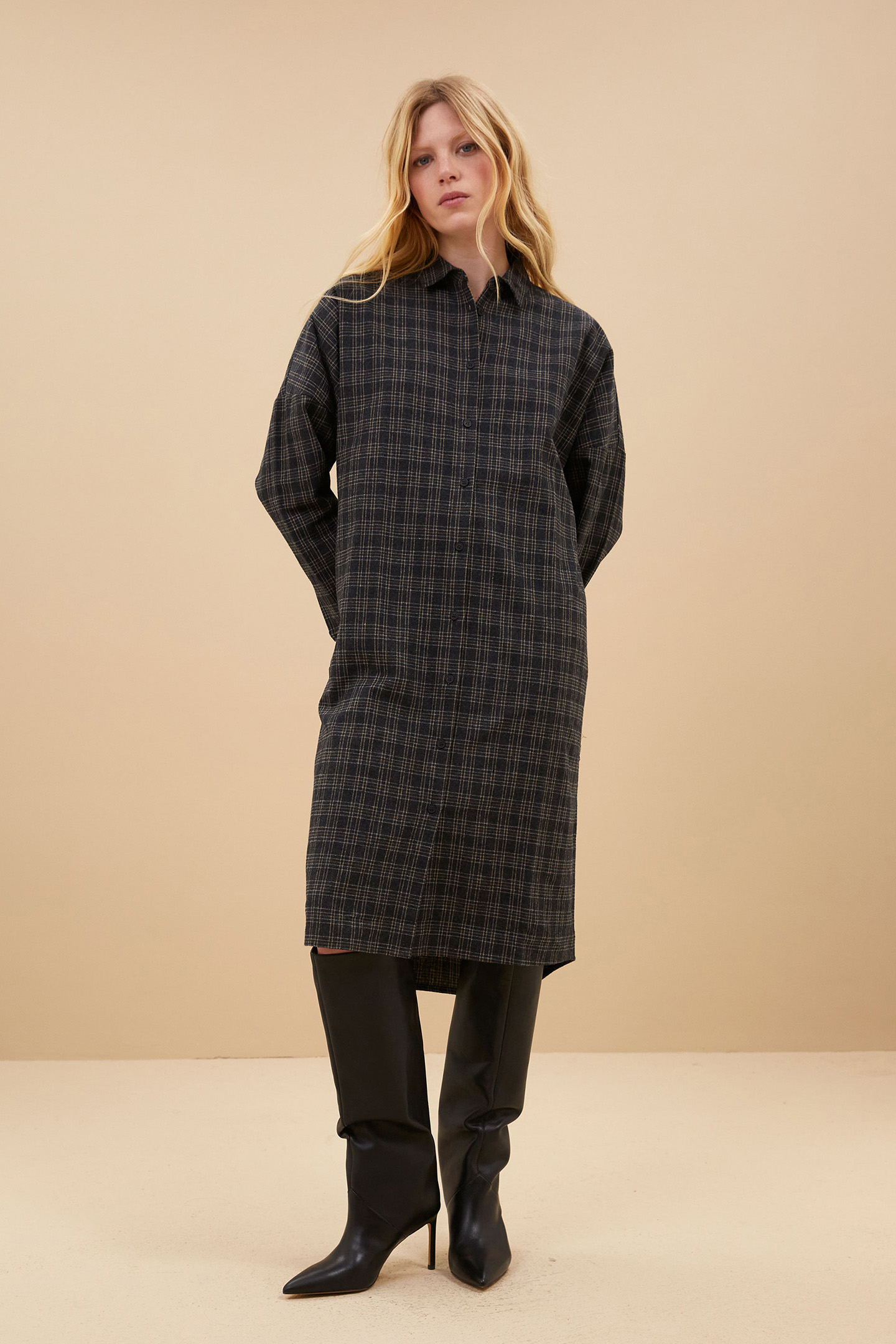 SMALL CHECK DRESS CARAMEL 5