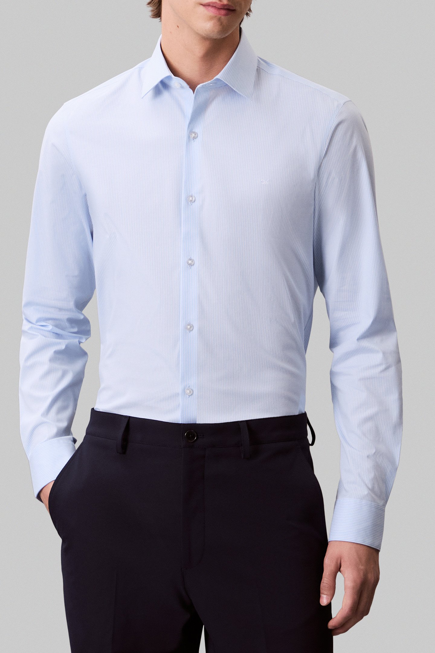 SLIM MID TWILL STR SHIRT BLUE by Calvin Klein