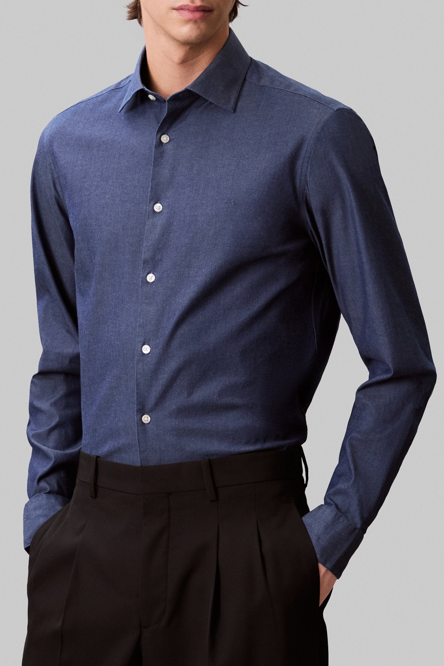 REG DNM WASHED SLD SHIRT DENIM BLUE by Calvin Klein