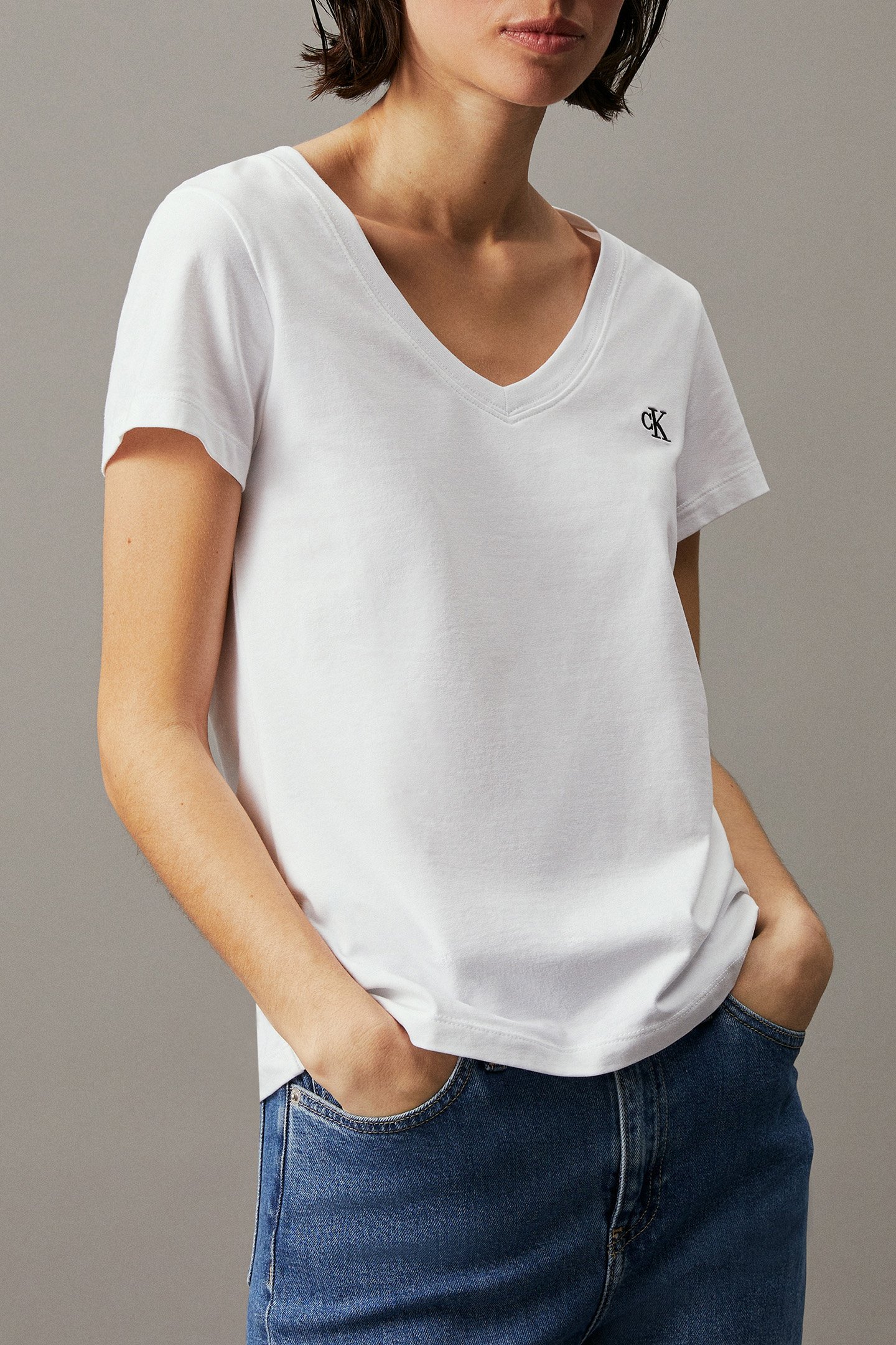 CK EMBROIDERY STRETC BRIGHT WHITE by Calvin Klein