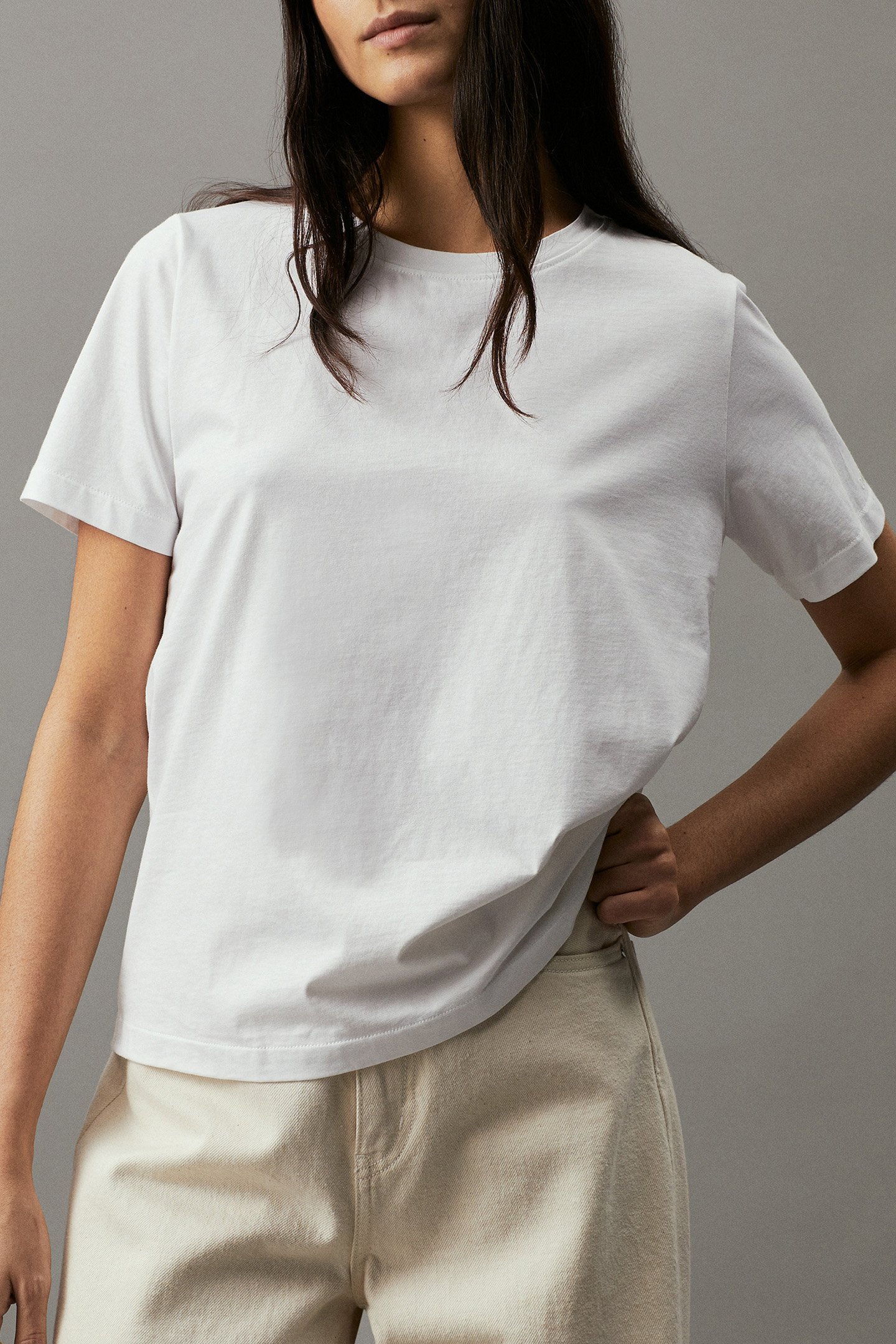 SMOOTH COTTON CREW N BRIGHT WHITE by Calvin Klein