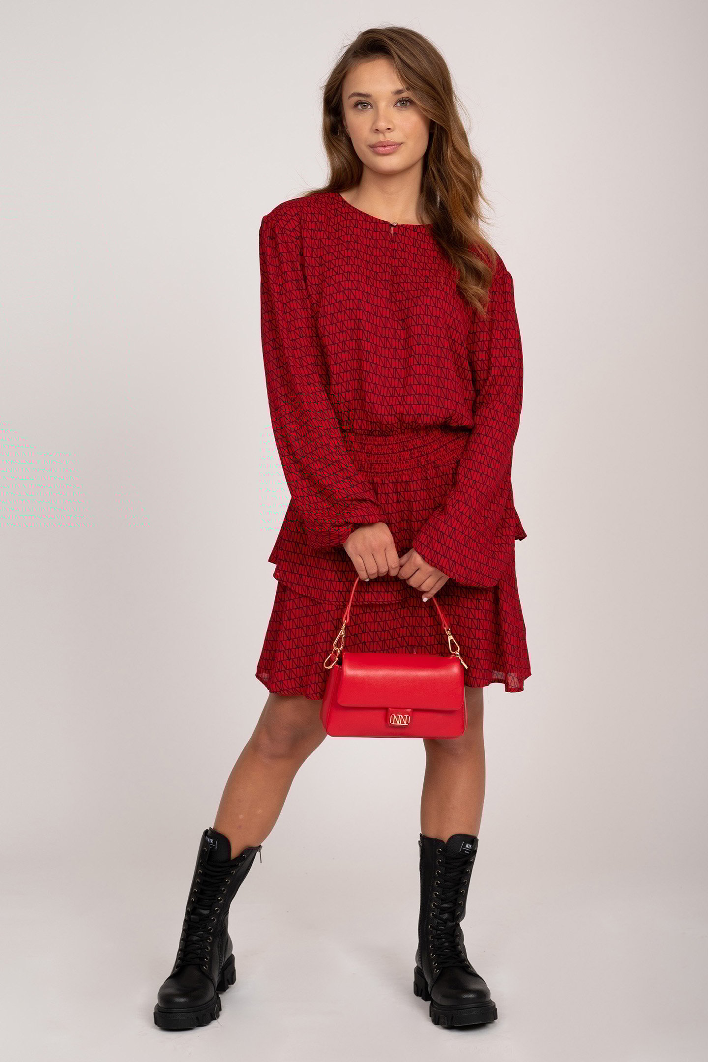 LEIGHTON LOGO DRESS RUBY RED by NIK & NIK
