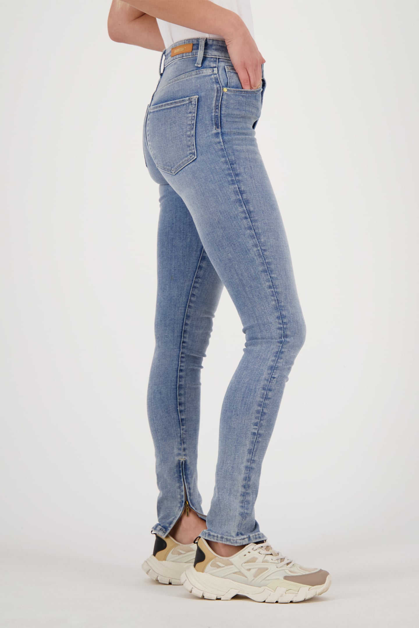 BLOSSOM ZIP JEANS MID BLUE STONE 9