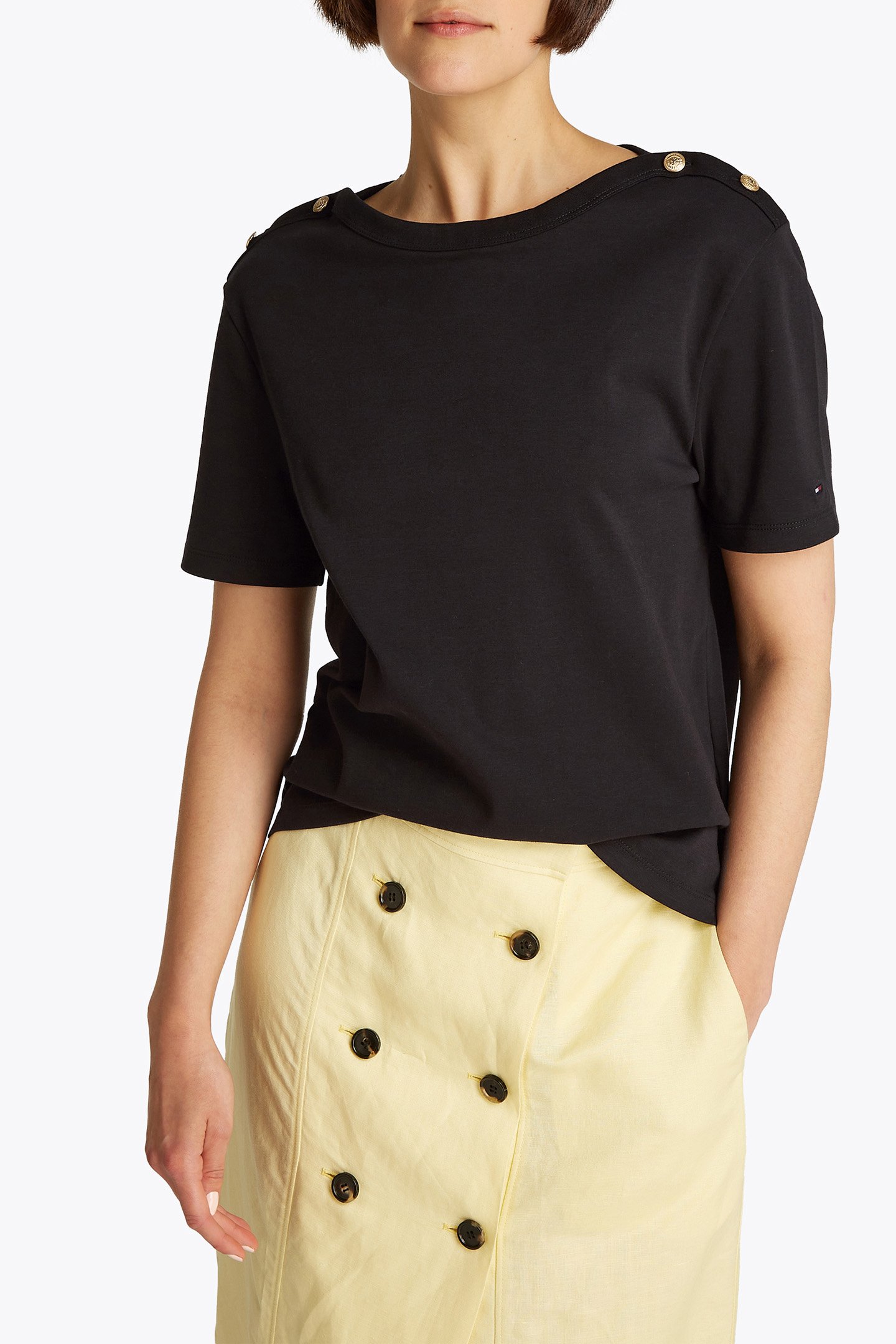 REG STRIPE GOLD BTN BLACK by Tommy Hilfiger