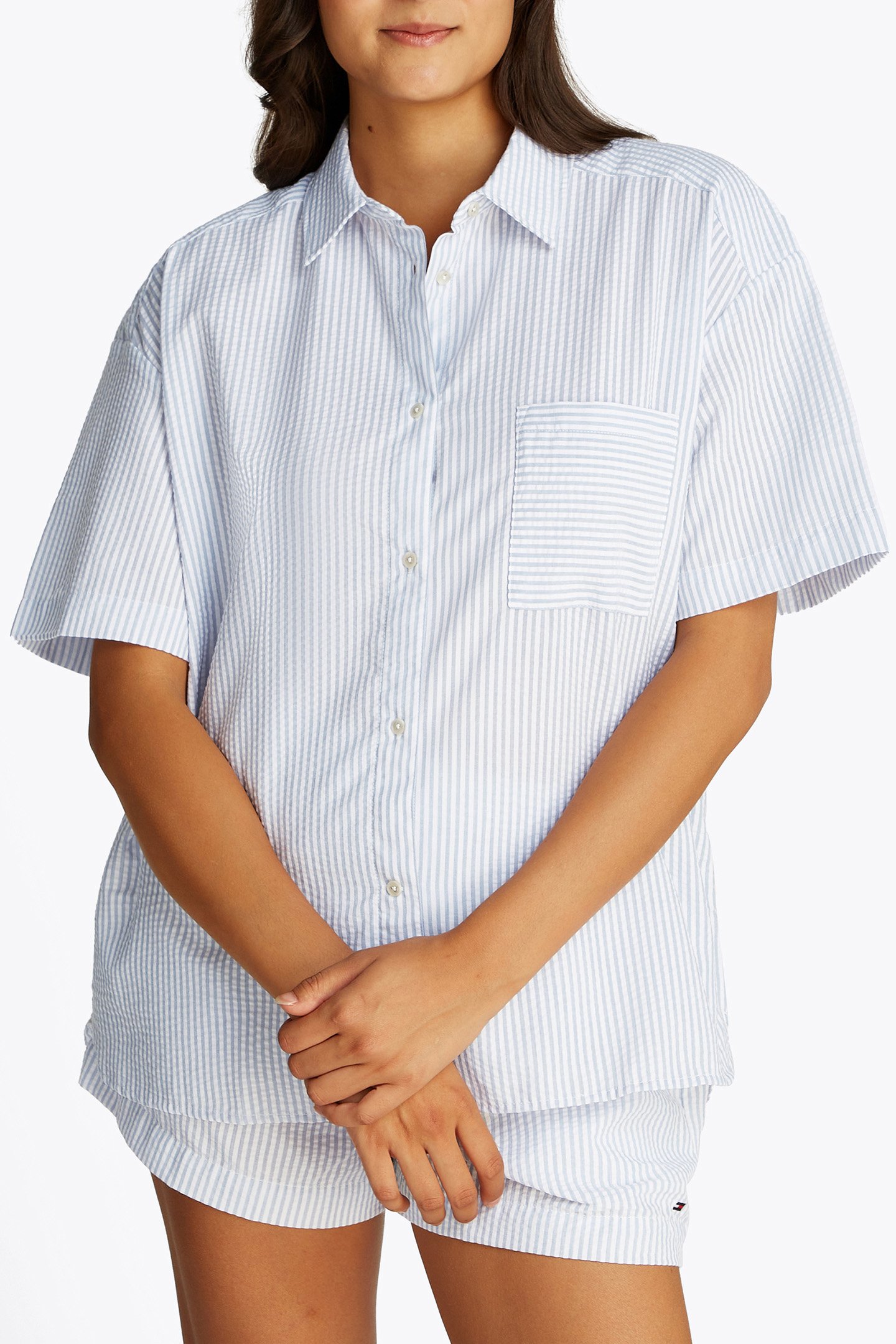 SEERSUCKER SHIRT SEERSUCKER BRISK BLUE/WHITE by Tommy Hilfiger