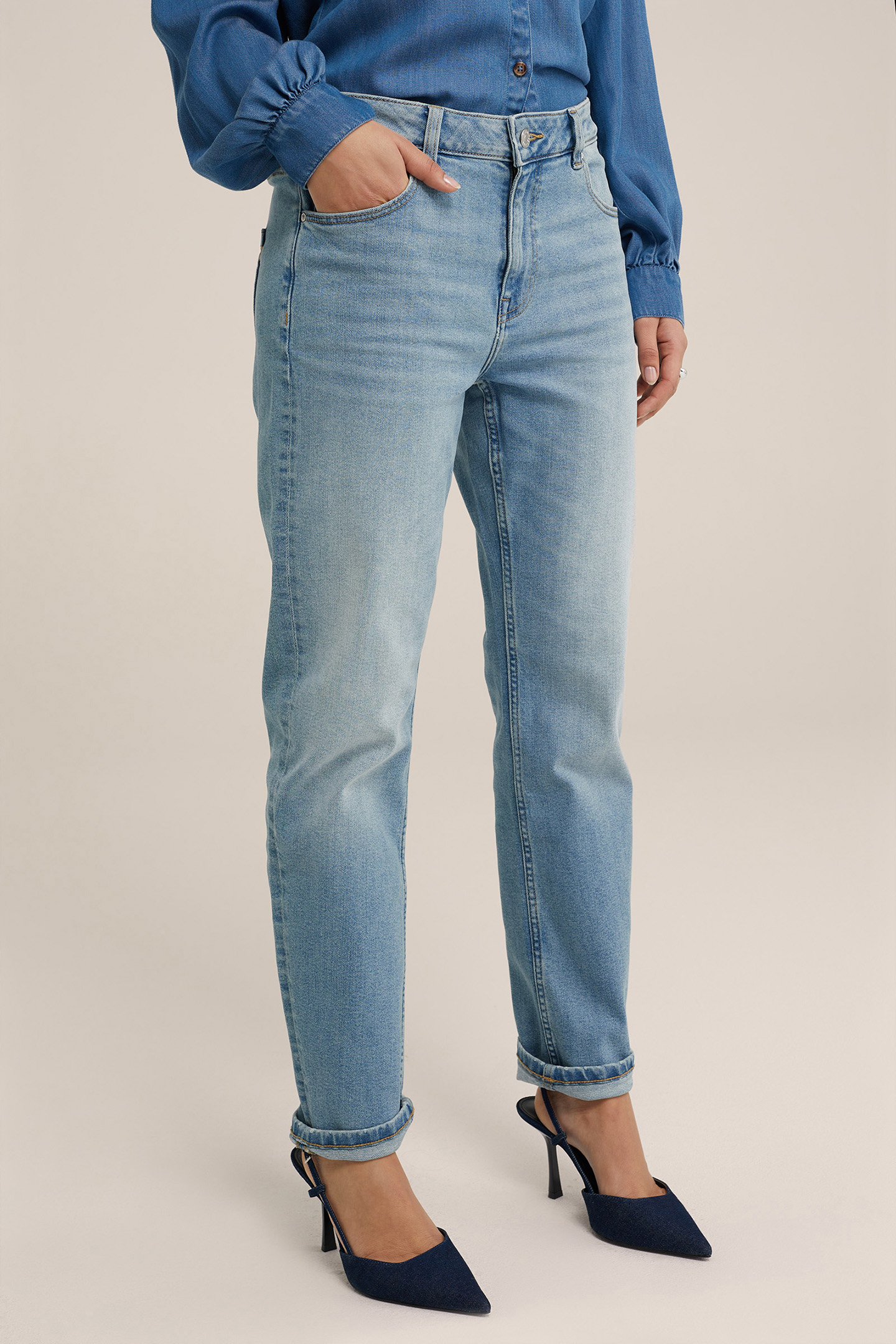 5-POCKET MID WAIST DARK BLUE 1