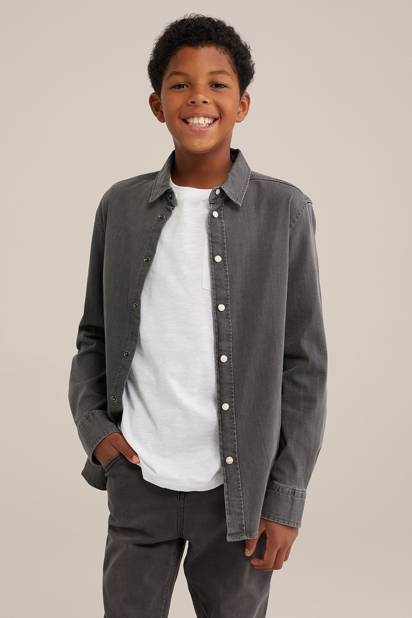 SHIRT LIGHT GREY by WE Fashion