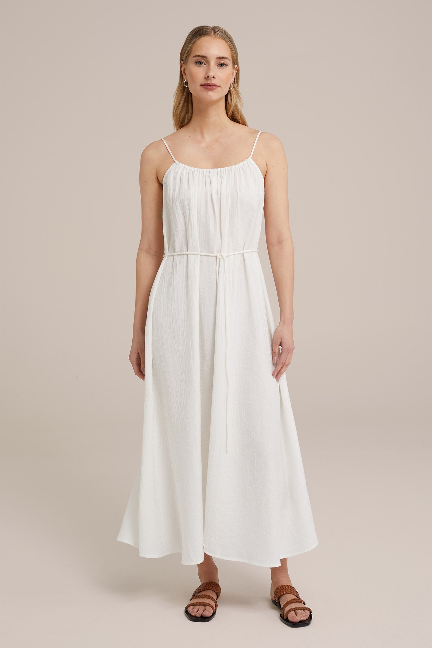DRESS MID LENGTH WHITE by WE Fashion
