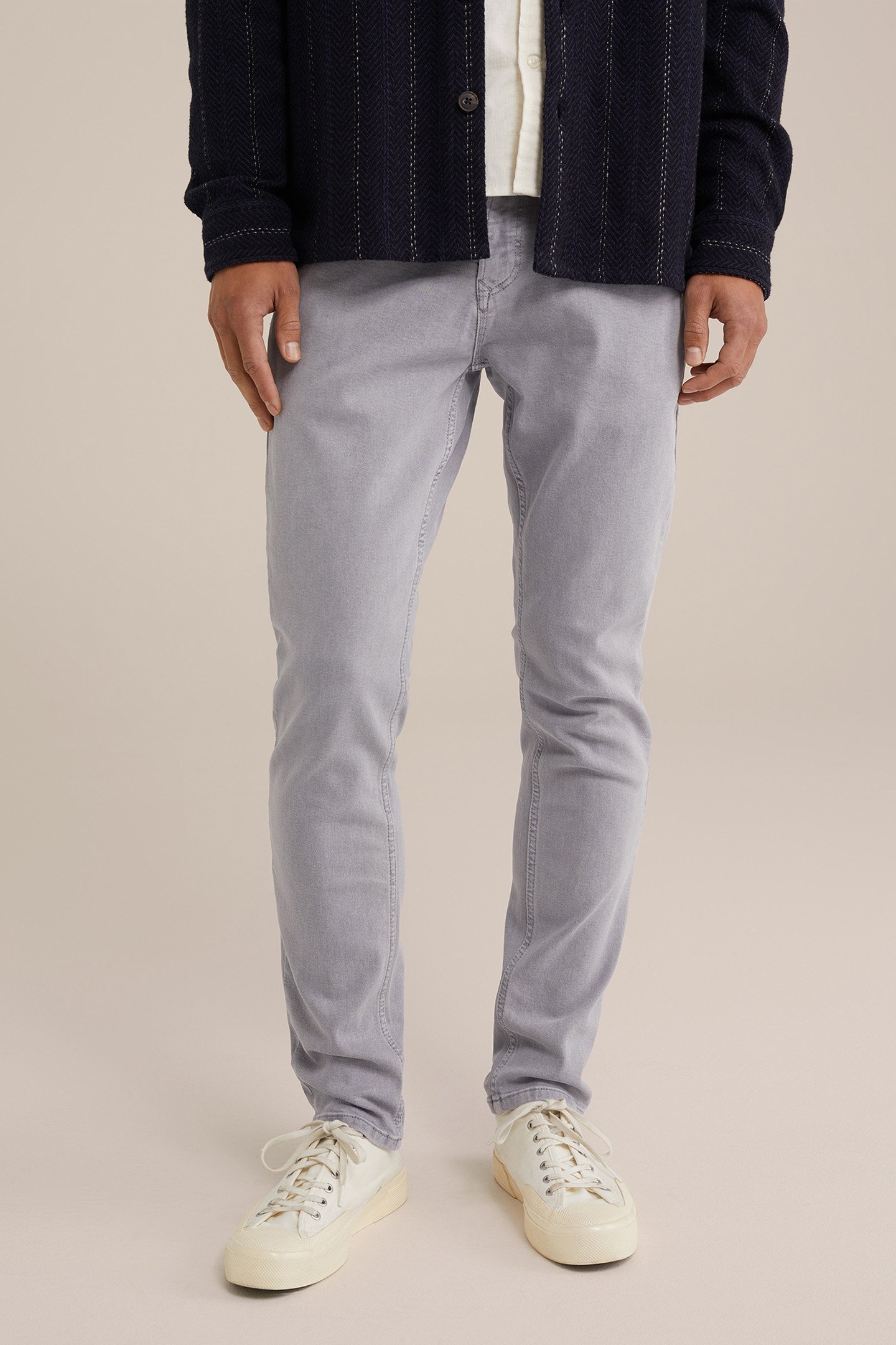 5-POCKET MID WAIST GREYISH BLUE by WE Fashion