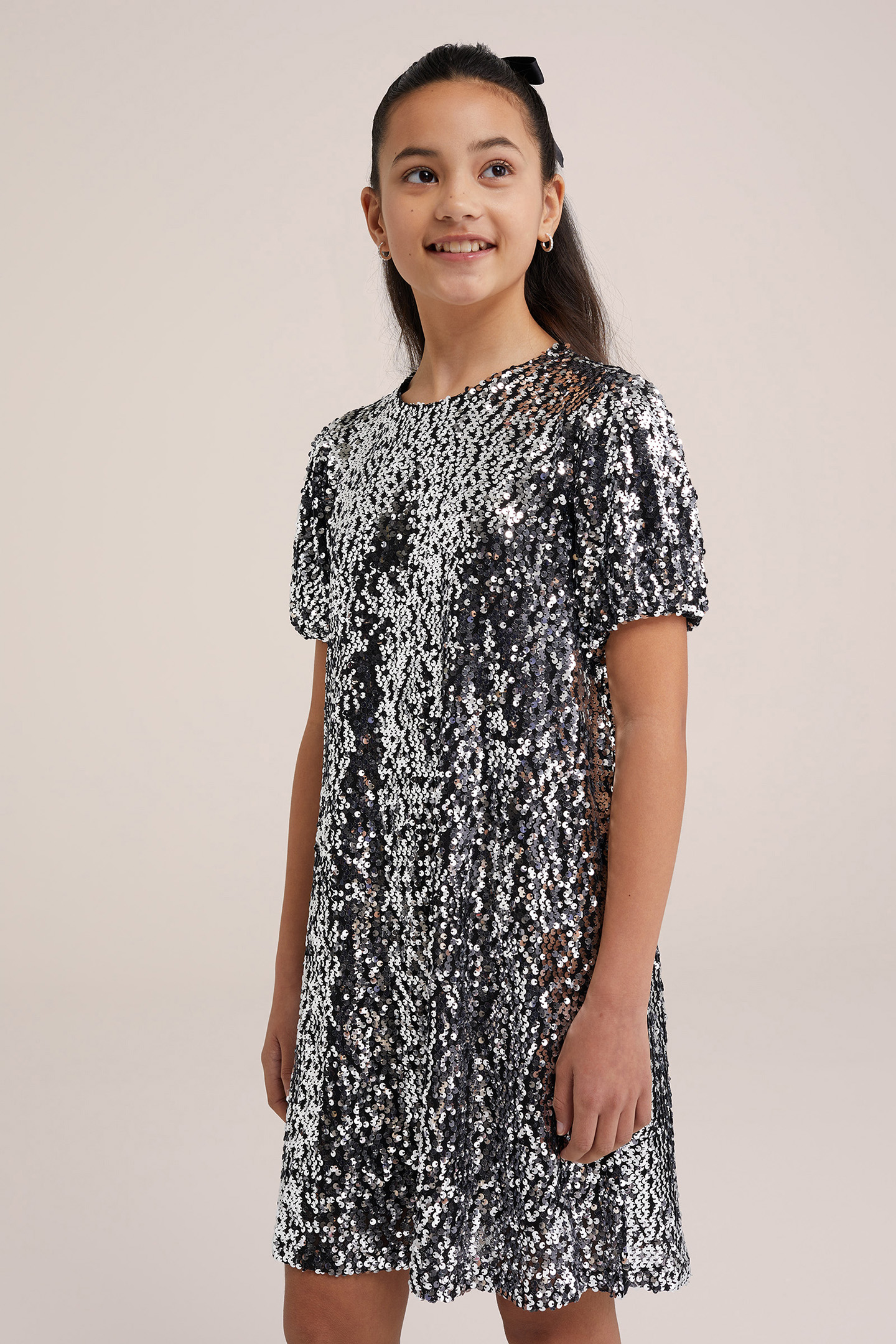 DRESS MID LENGTH SILVER by WE Fashion