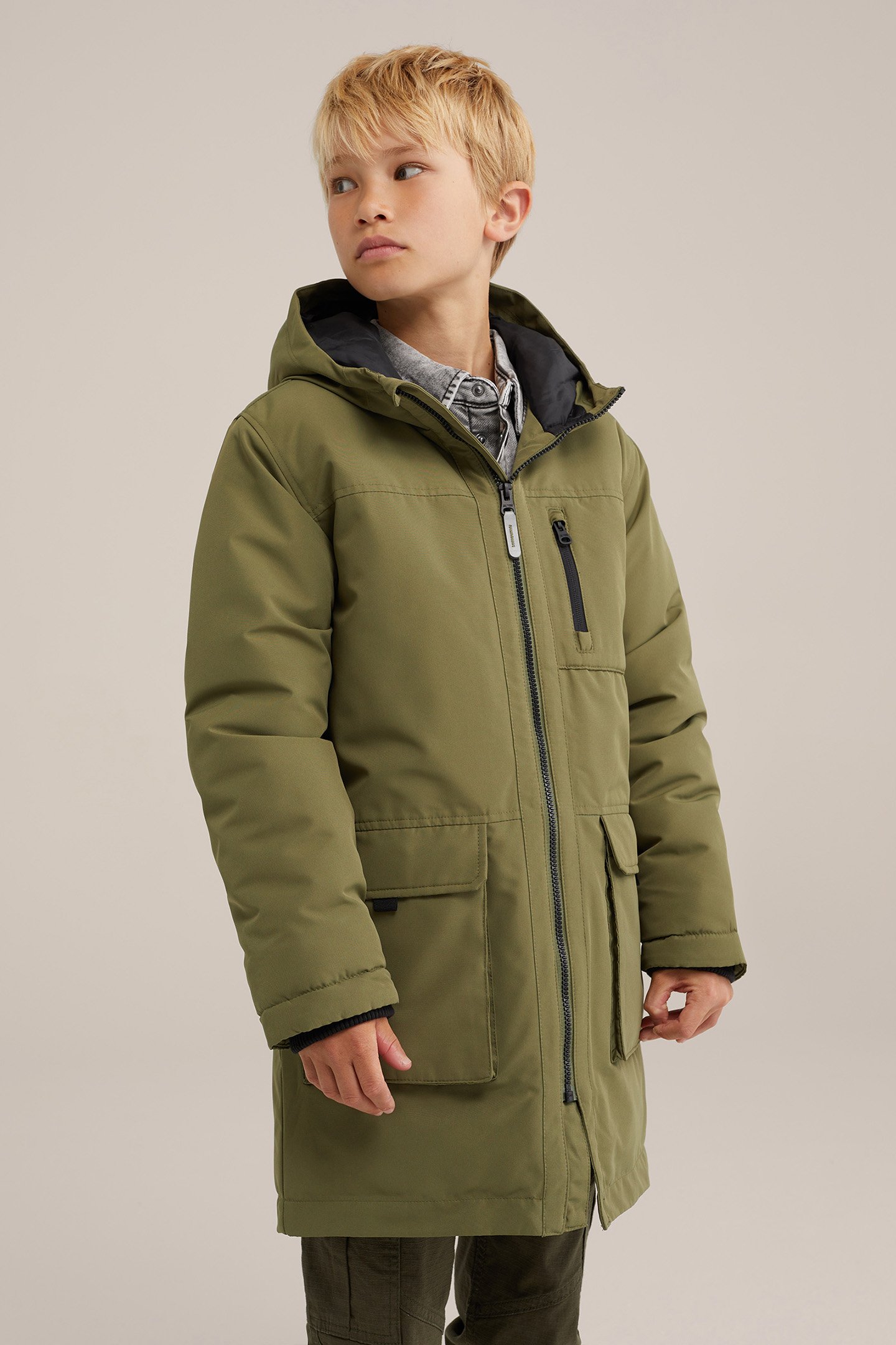 JACKET LONG LENGTH OLIVE GREEN by WE Fashion