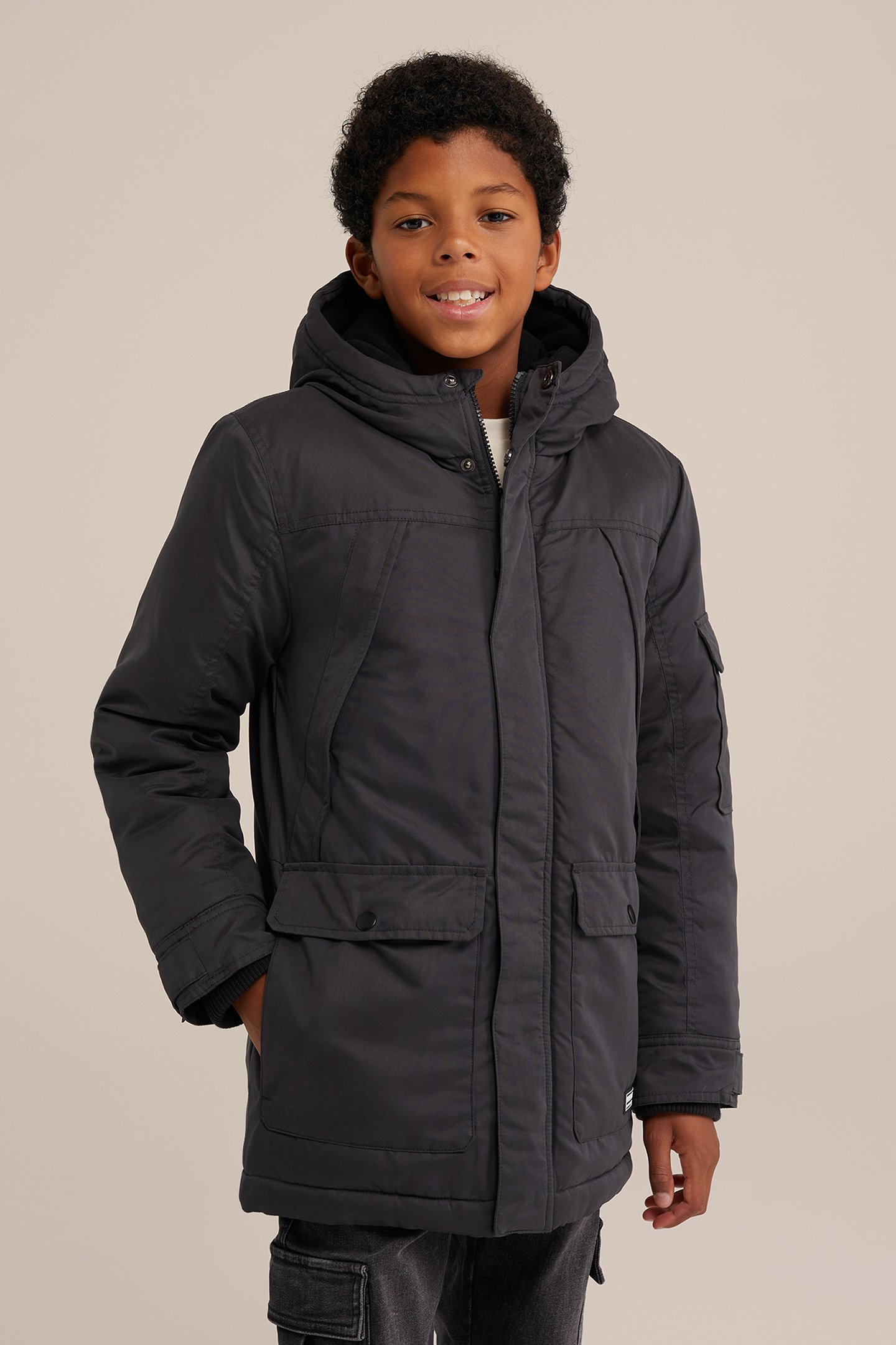JACKET LONG LENGTH DARK GREY by WE Fashion