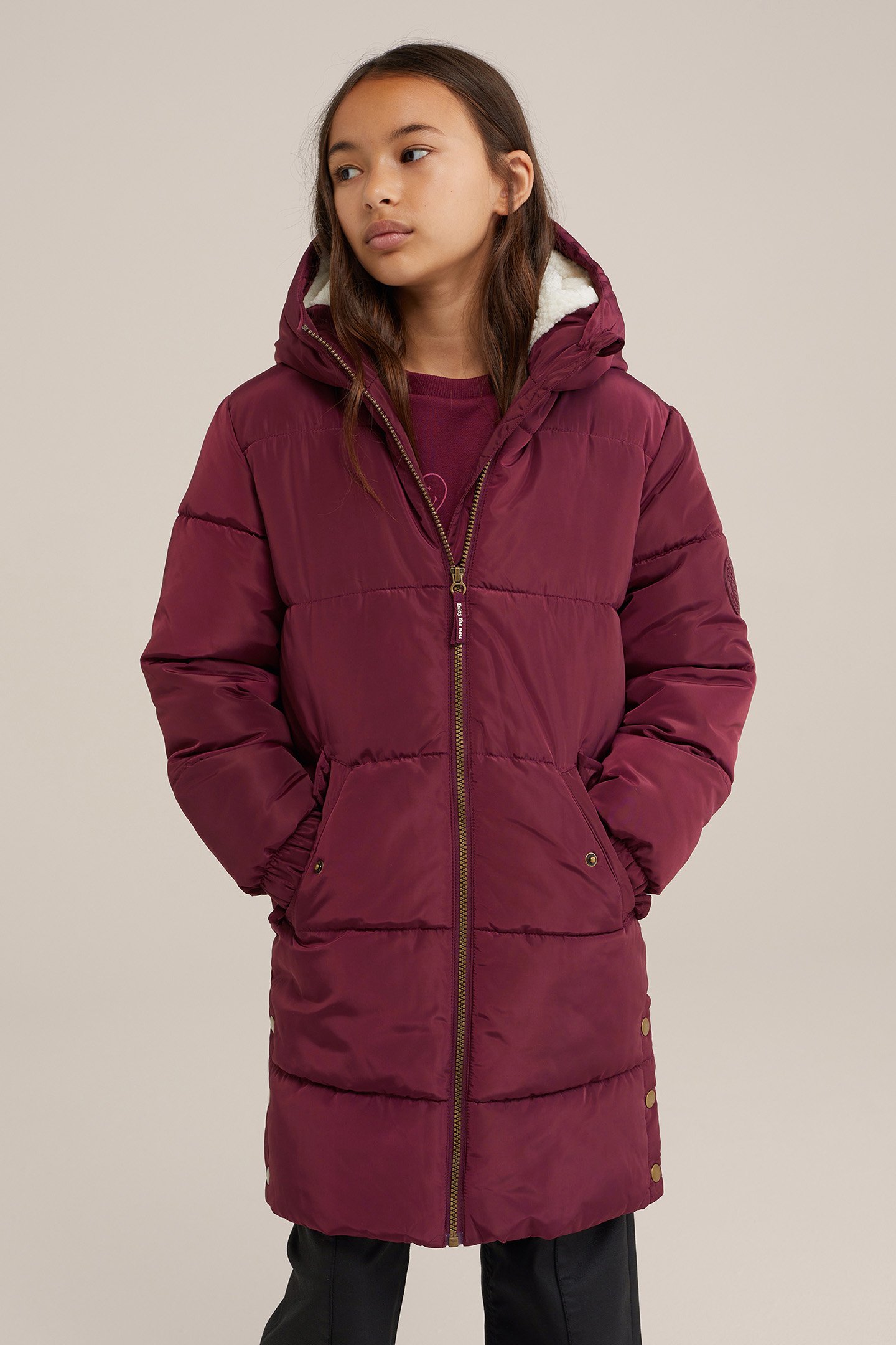 JACKET LONG LENGTH BURGUNDY RED by WE Fashion