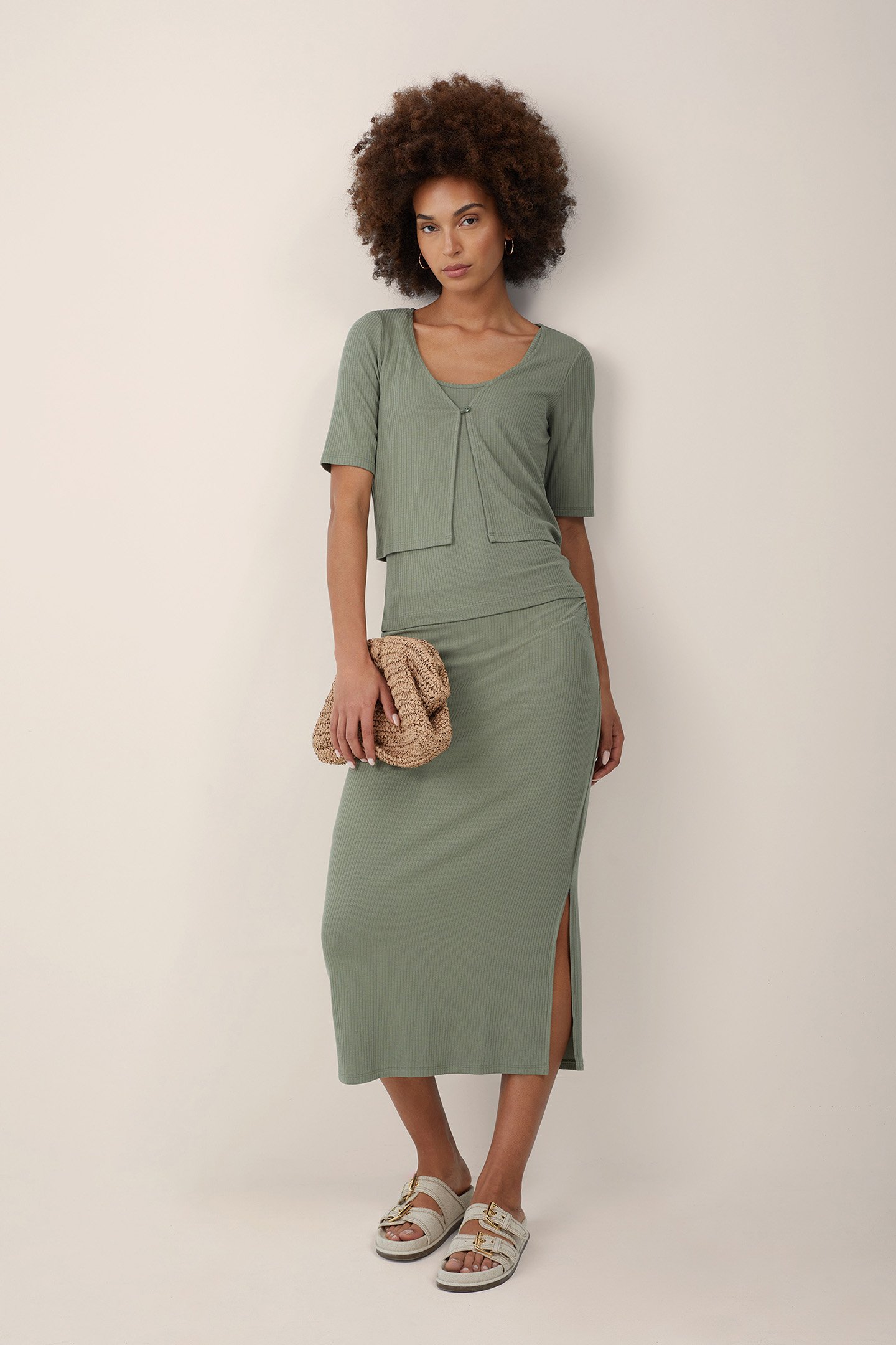 SKIRT MEDIUM LENGTH LIGHT GREEN 5