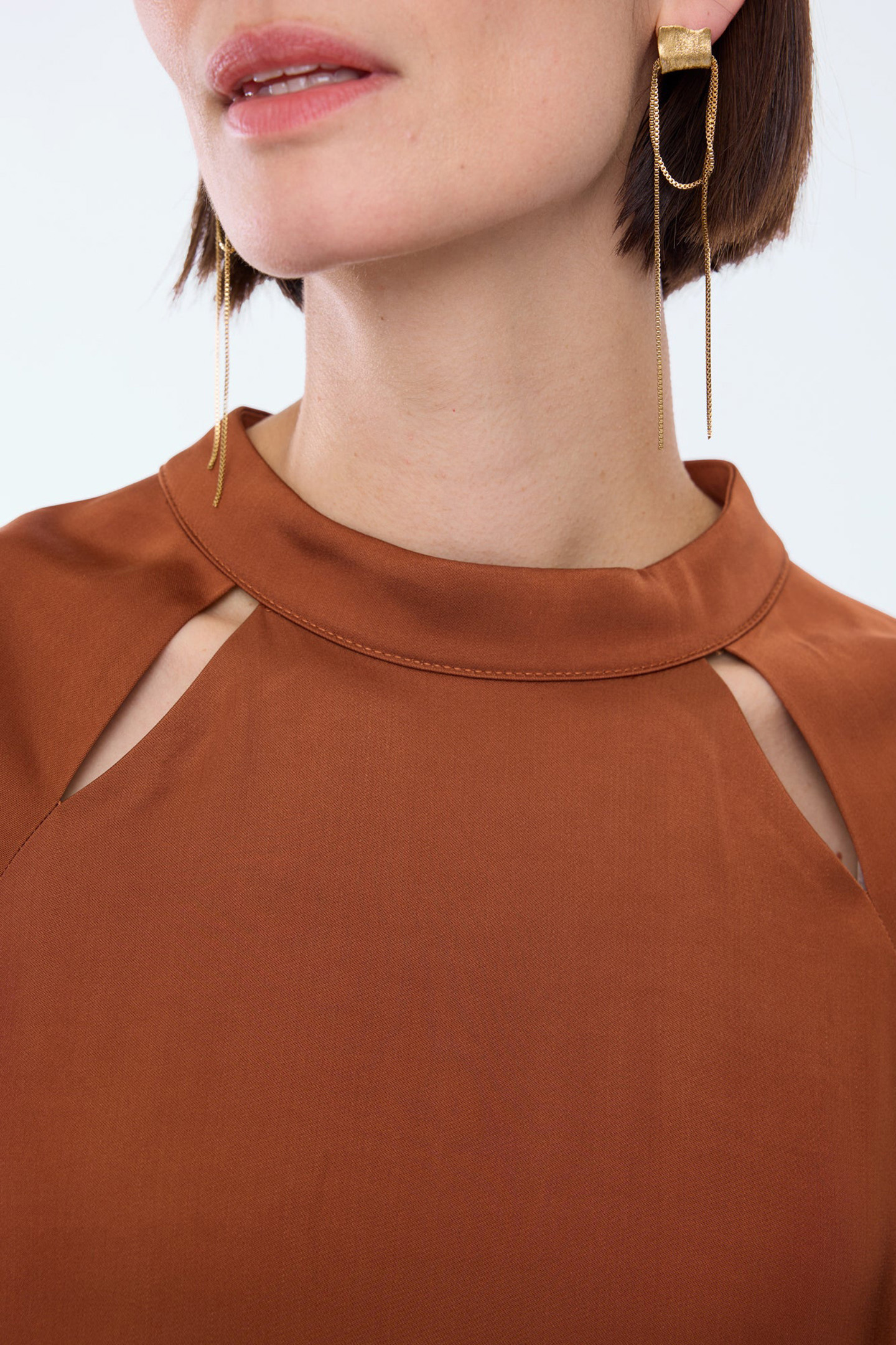 CUT OUT SATIN DRESS HAZELWOOD BROWN 6