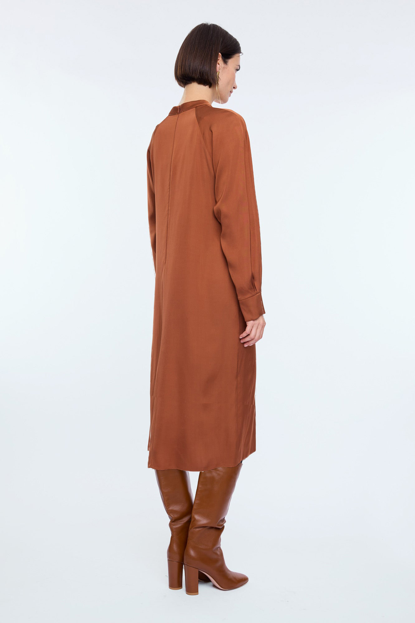 CUT OUT SATIN DRESS HAZELWOOD BROWN 2