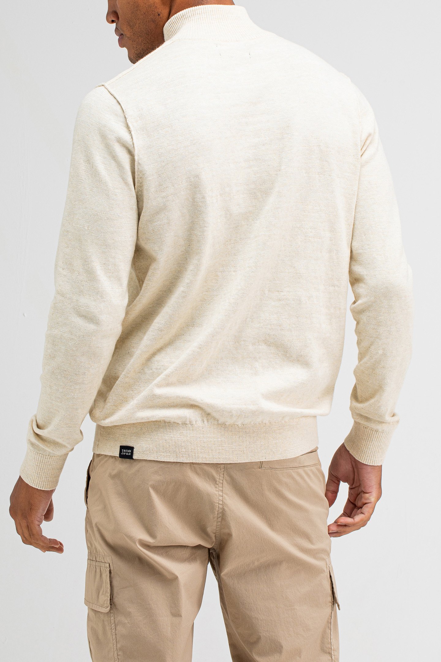 LT CLIFDEN HALF ZIP BEIGE GREY 2