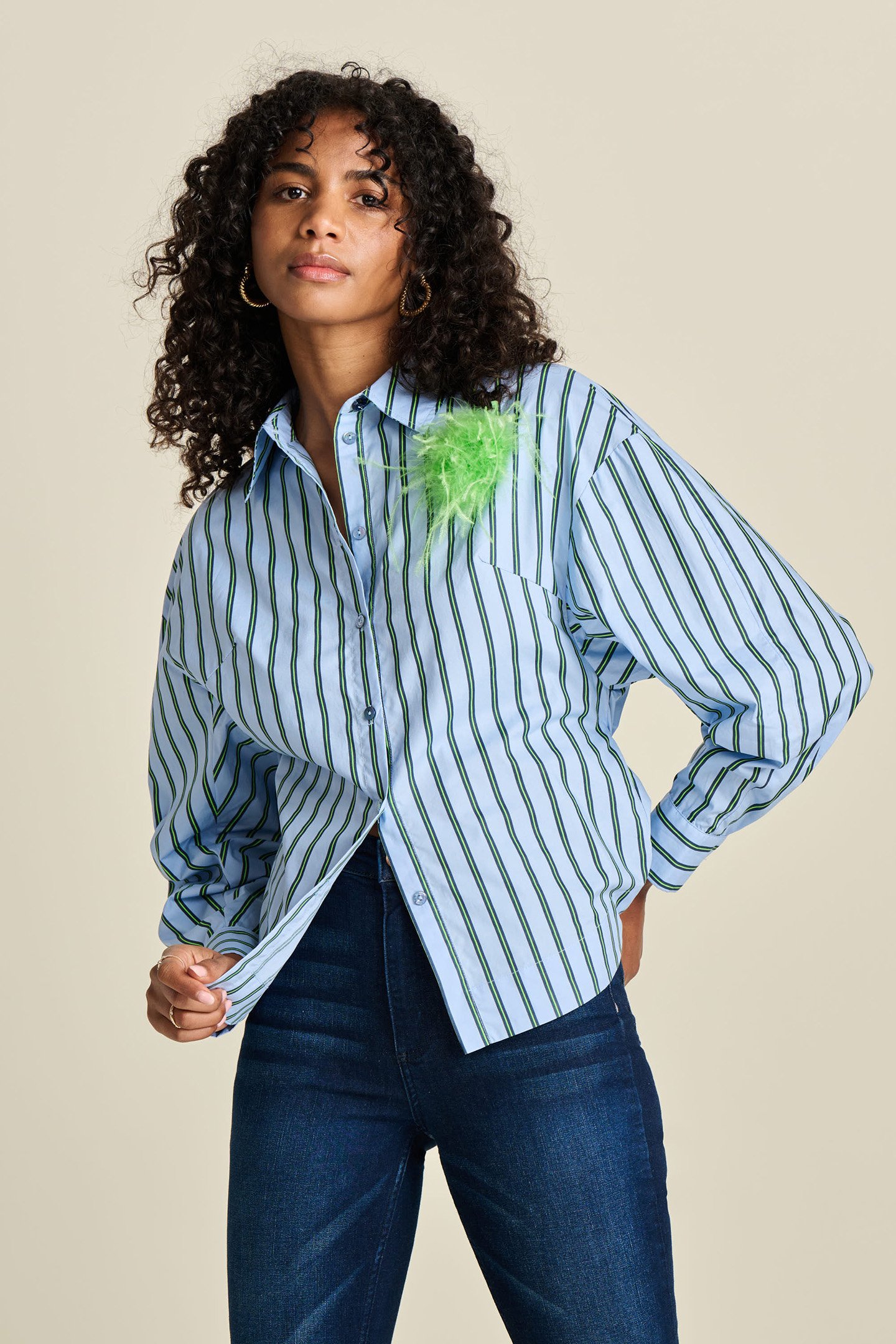 BLOUSE - STRIPED POPLIN CLOUDY BLUE 6