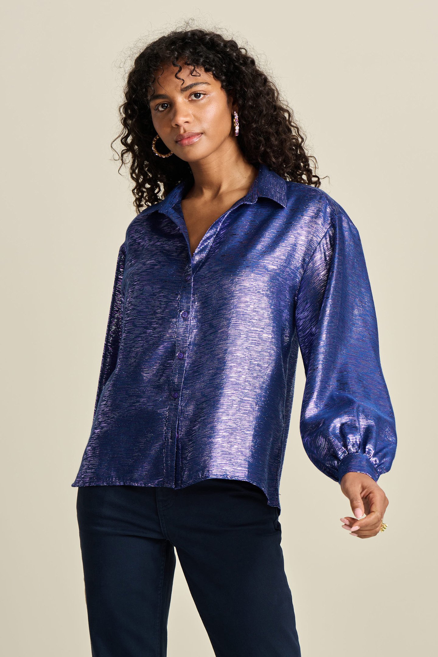 BLOUSE - VIOLET FESTIVE BLUE by POM Amsterdam