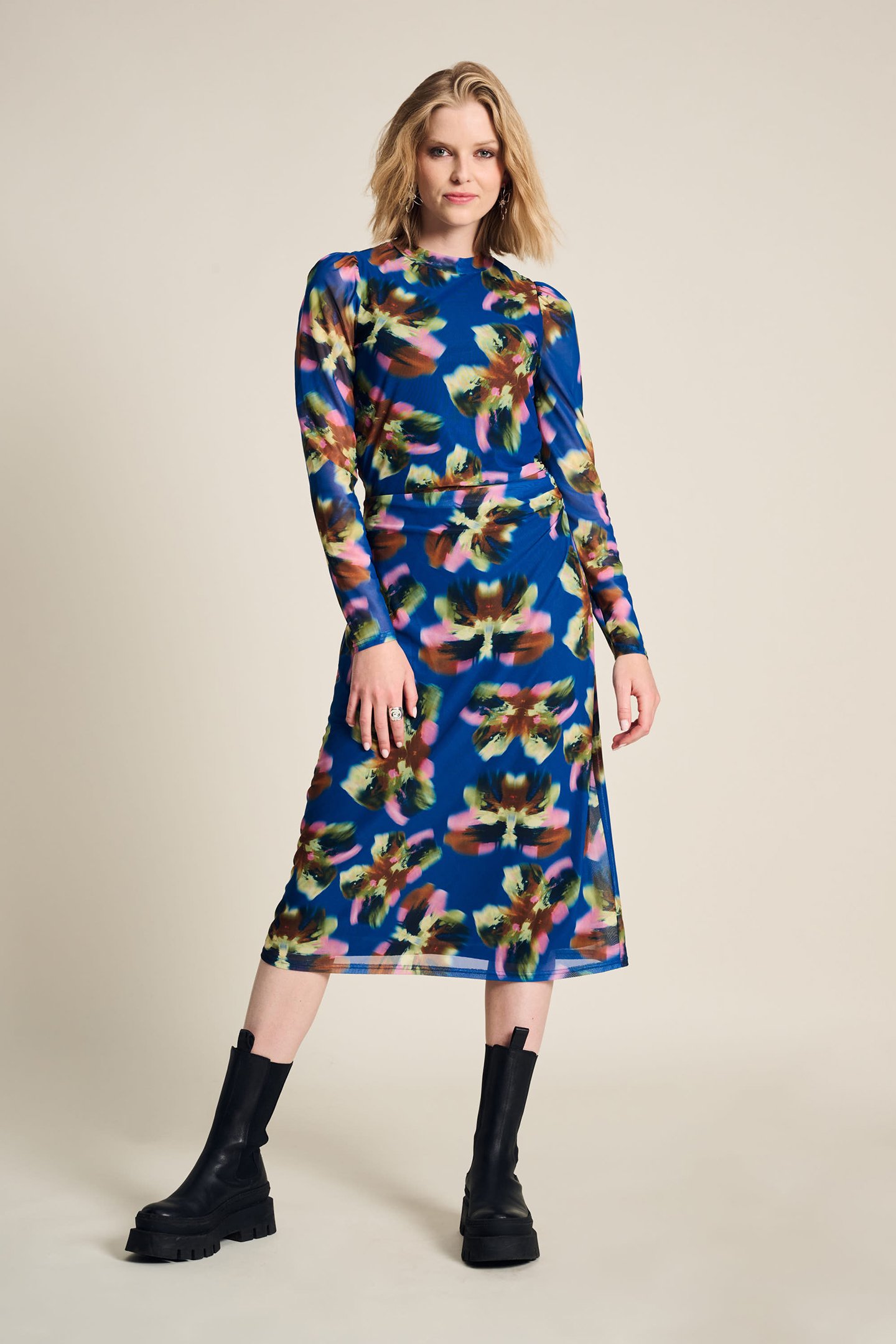 DRESS - BUTTERFLY BLUE MESH by POM Amsterdam
