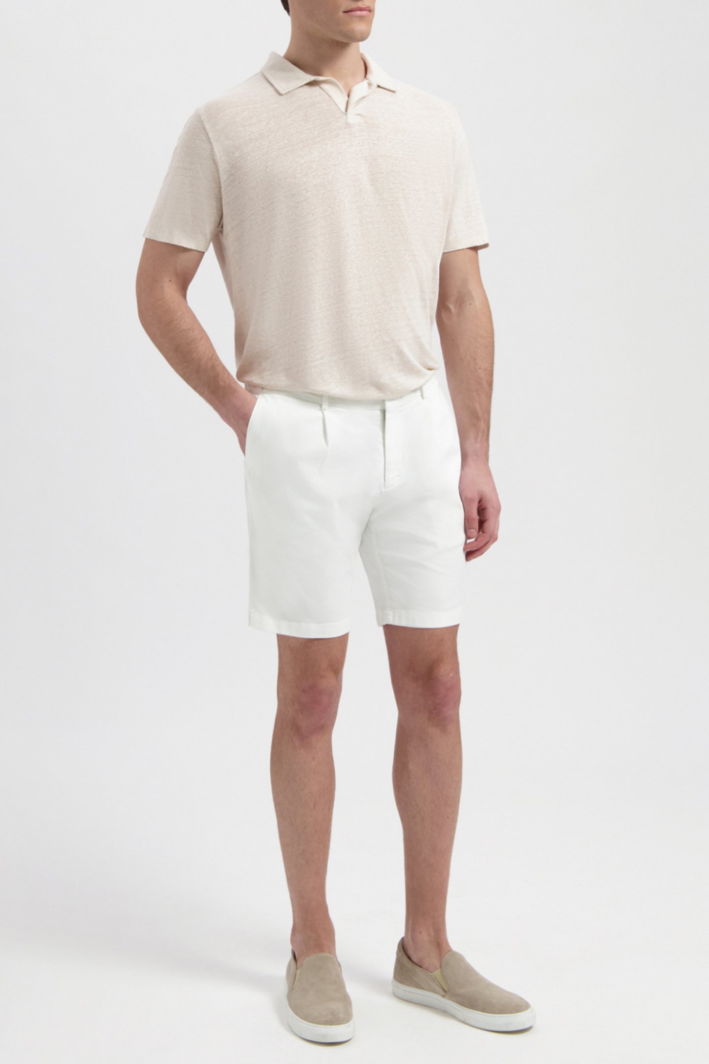 NELSON | LINEN POLO SHIRT WHITE SAND by WAHTS